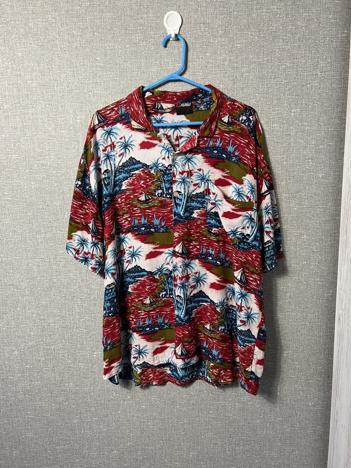 Fubu × Vintage Rare FUBU All Over Printed Hawaiian Button Shirt 100% Rayon Size US XL / EU 56 / 4 - 1 Thumbnail