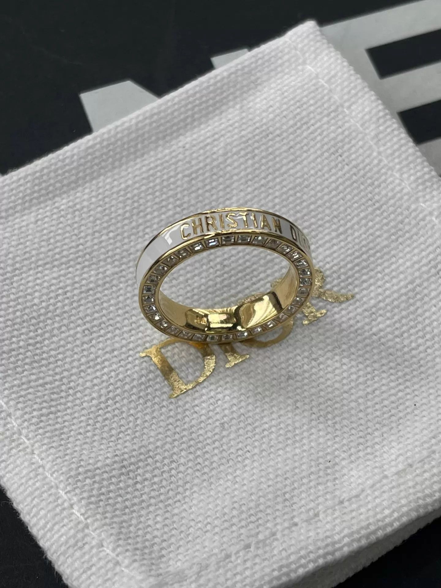 Dior Dior White Enamel Ring Size 52 Size ONE SIZE - 4 Thumbnail