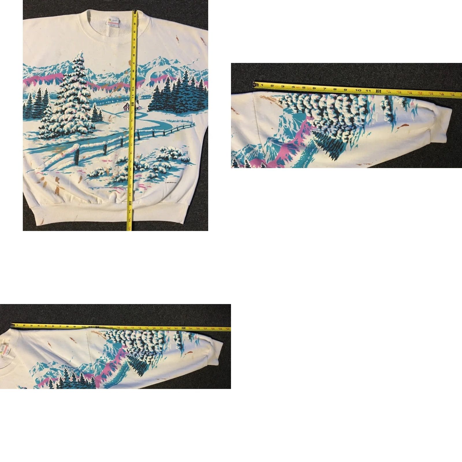 Vintage VINTAGE 90s Snow Mountain Faded Distressed AOP Puff Print Boxy Fit Sweatshirt White M Hoodie Mens US All Over Print Snowboard Grunge Ski Art Size US M / EU 48-50 / 2 - 10 Thumbnail