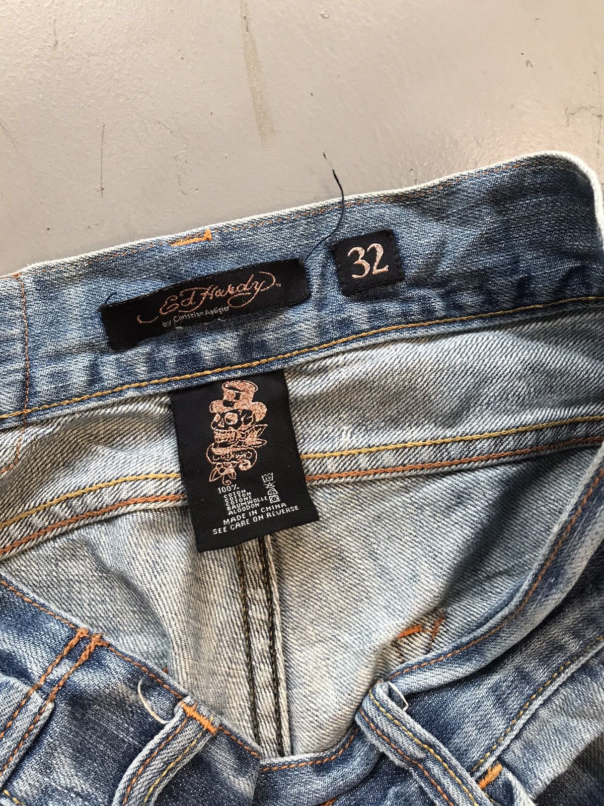 Ed Hardy × Vintage Vintage Edhardy distressed crazy embroidered denim Size US 32 / EU 48 - 9 Thumbnail