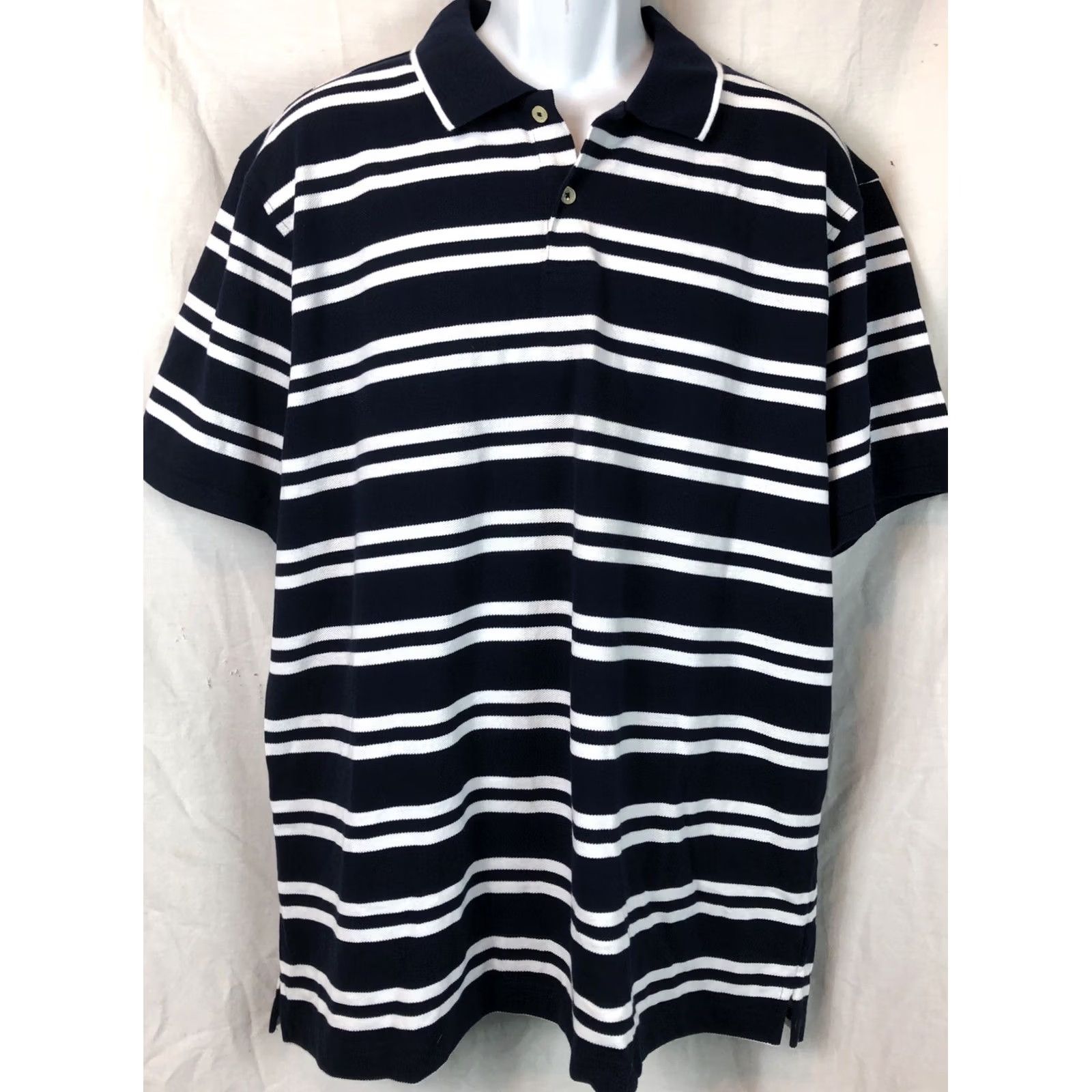 Club Room Club Room Polo Shirt XL Blue/White Stripe Shirt Regular Men’s Color Blue Polo Size US XL / EU 56 / 4 - 4 Thumbnail