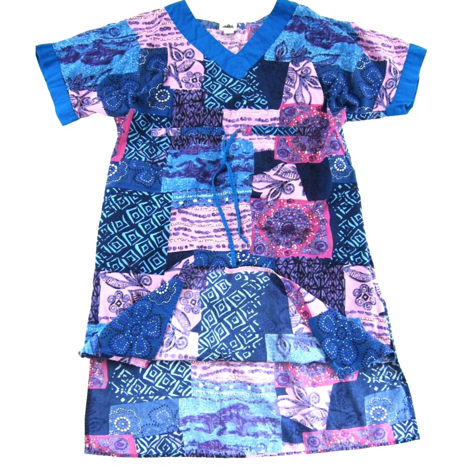Vintage VINTAGE Metropolitan Dress Maxi Midi Floral 1X Purple Pink Blue 100% Cotton With Pocket Women Vintage Style Dress Size XL / US 12-14 / IT 48-50 - 5 Thumbnail