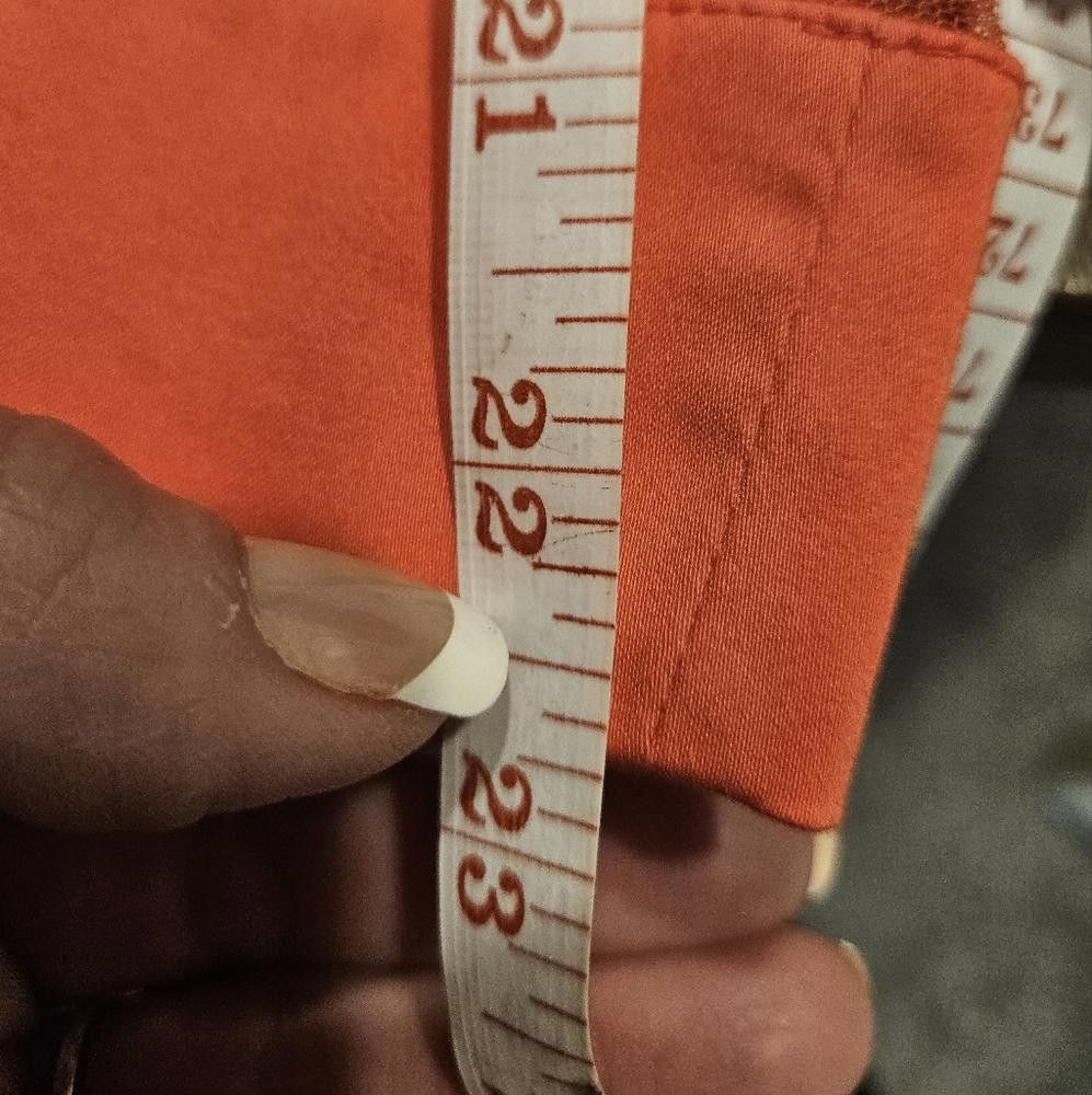 Designer BelloGante High-Waisted Coral Pencil Skirt with Sheer Strips Size 32" / US 10 / IT 46 - 8 Thumbnail