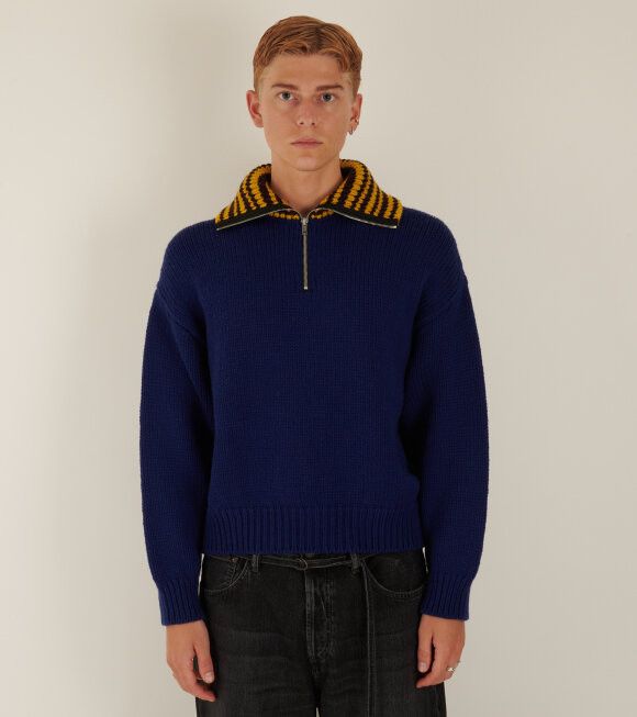 Marni o1y0225 Mock Neck Sweater in Navy Blue Size US S / EU 44-46 / 1 - 2 Thumbnail