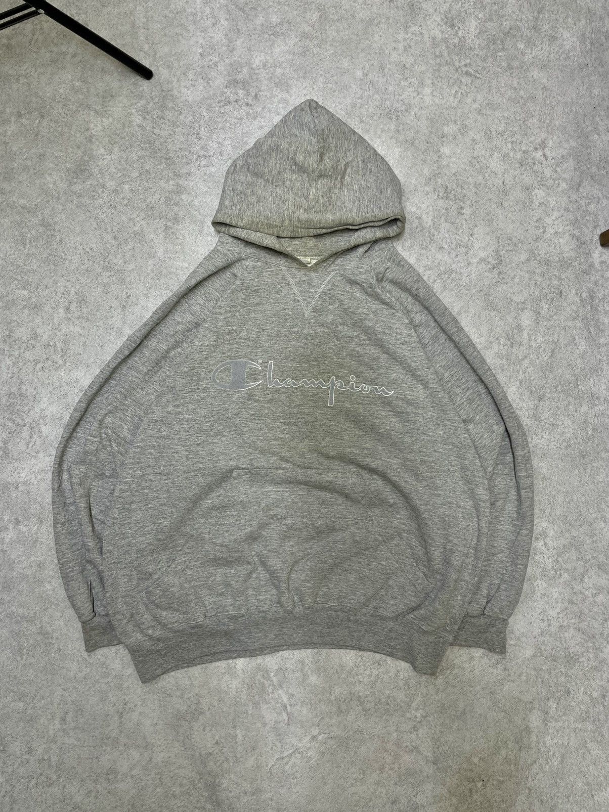 Champion × Vintage Y2K Skull Vintage Champion Script Logo Hoodie - Grey Size US XL / EU 56 / 4 - 1 Thumbnail