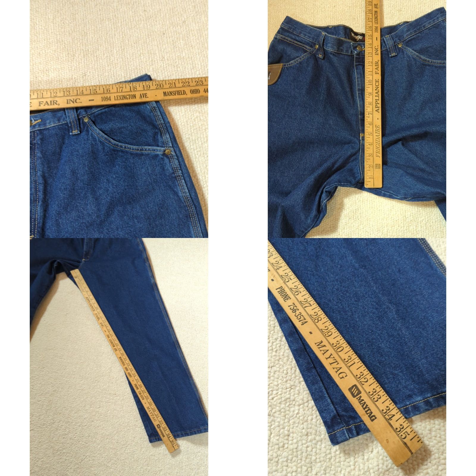 Wrangler Wrangler Riggs Workwear Jeans Men 40 x 34 Denim Blue Relaxed Fit 5-Pocket Zipper Fly Workwear Solid Dark Wash Mens Size US 40 / EU 56 - 9 Thumbnail