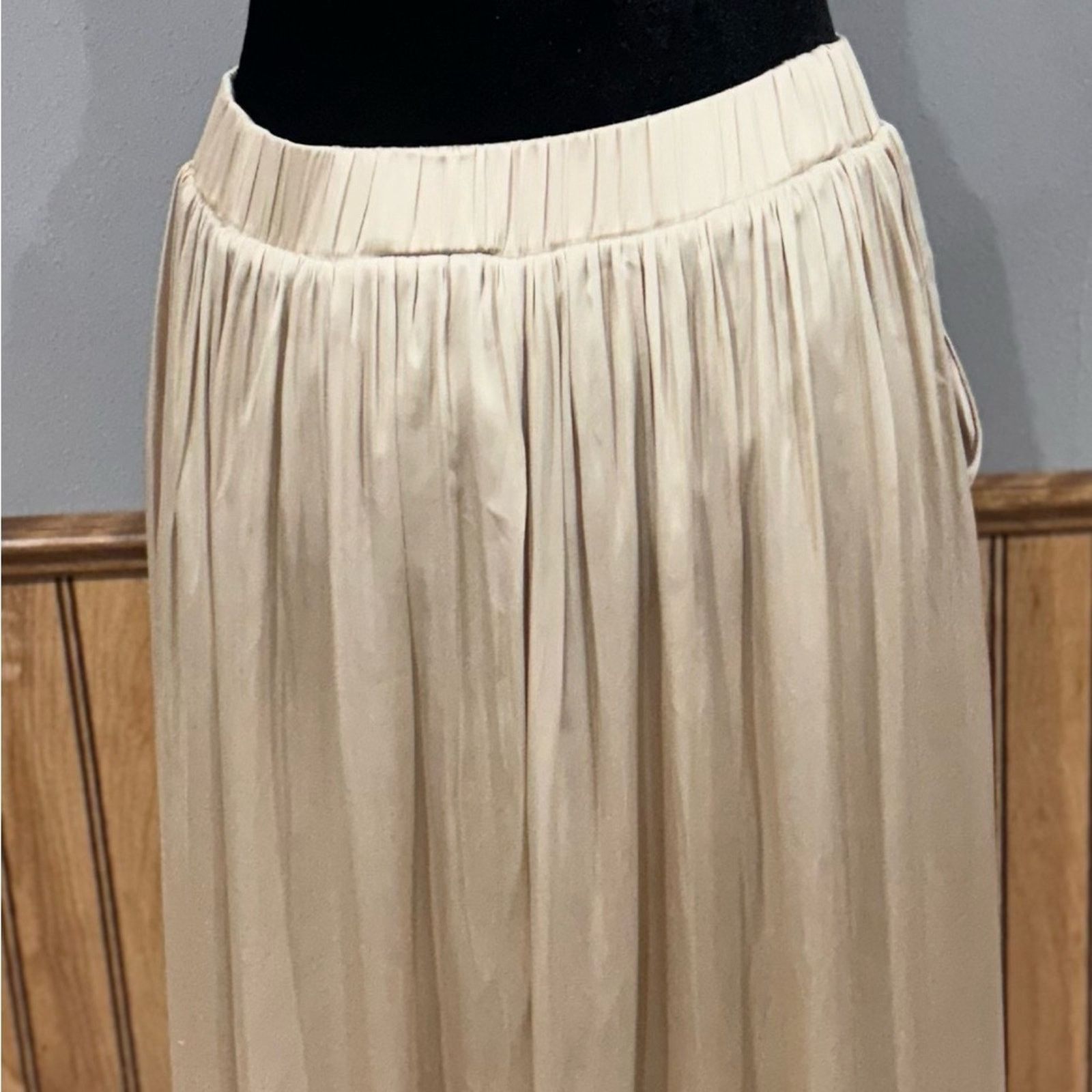 H&M H&M Elegant Gold Beige Maxi Skirt with Pockets Size 6 Size 28" / US 6 / IT 42 - 4 Thumbnail