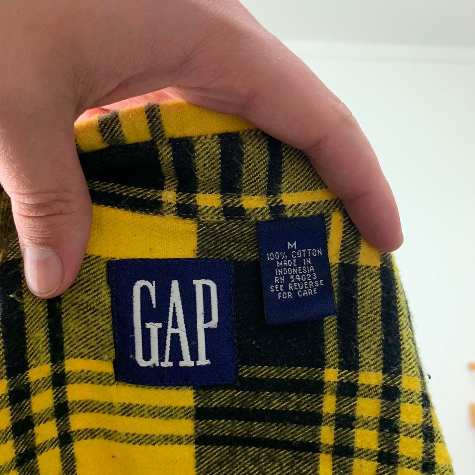 Gap × Vintage Vintage 90s GAP Yellow Flannel Size US M / EU 48-50 / 2 - 4 Thumbnail