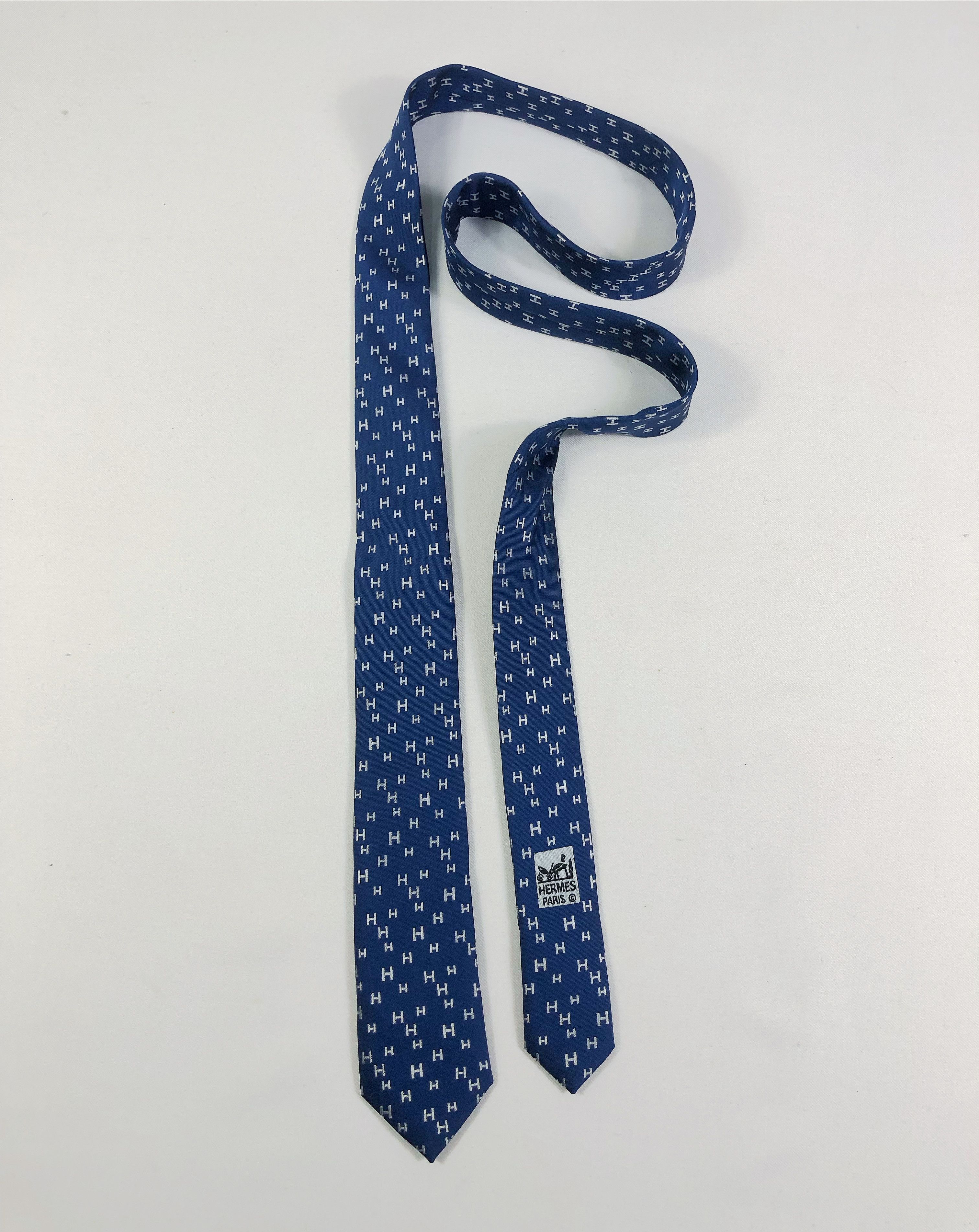 Hermes Rare Hermes Monogram Silk Tie Made in Italy Size ONE SIZE - 2 Thumbnail