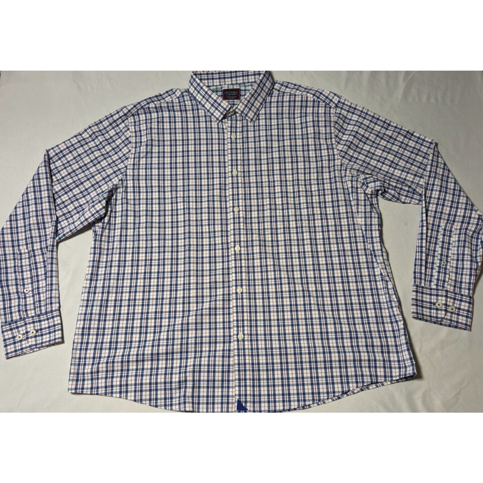 UNTUCKit UNTUCKit REGULAR FIT MACUL Men 3XL Blue Plaid Nylon Stretch Shirt EUC Size US XXL / EU 58 / 5 - 3 Thumbnail