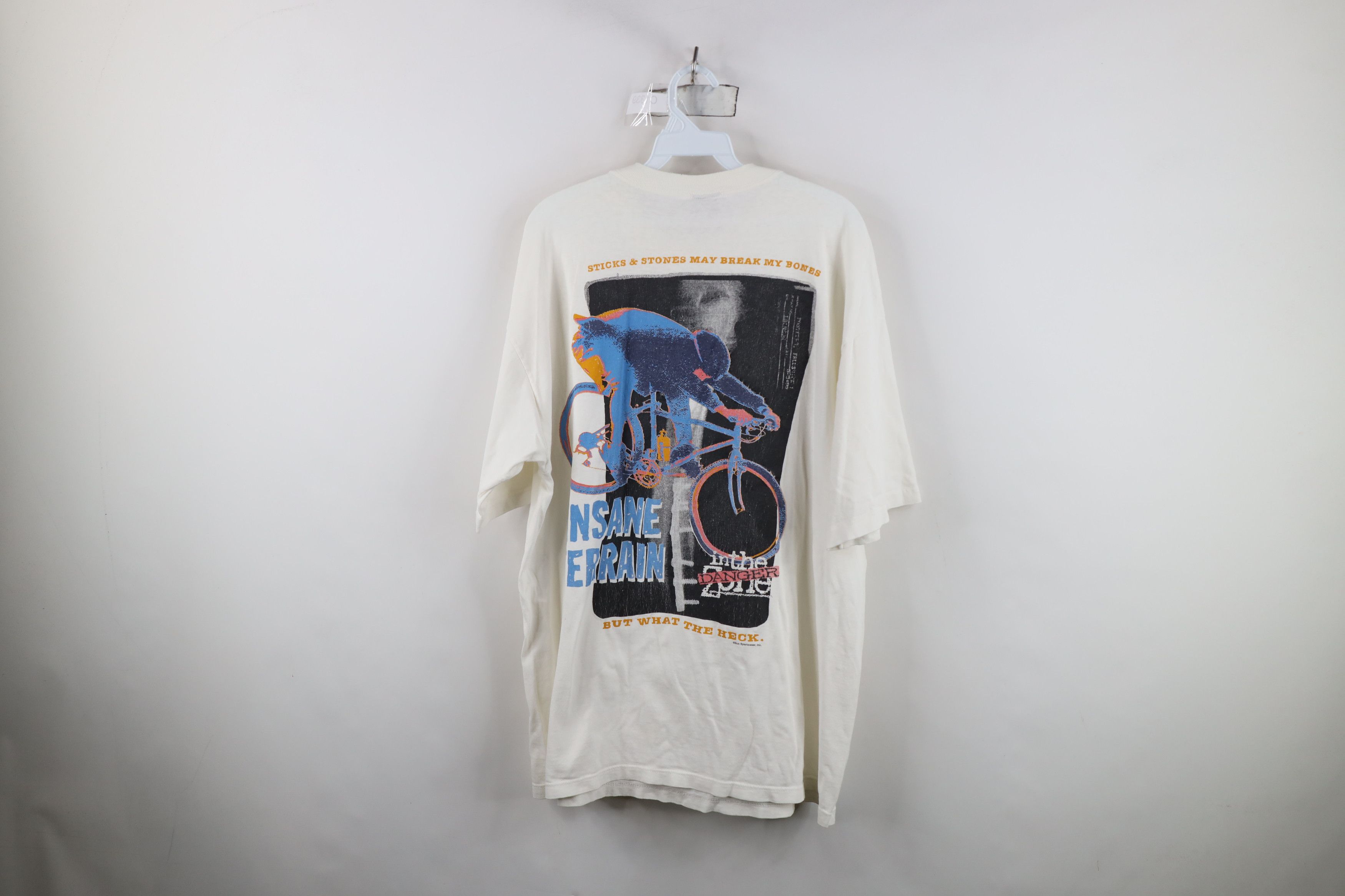 Vintage Vintage 90s In The Danger Zone Mountain Biking T-Shirt White Size US XL / EU 56 / 4 - 13 Thumbnail