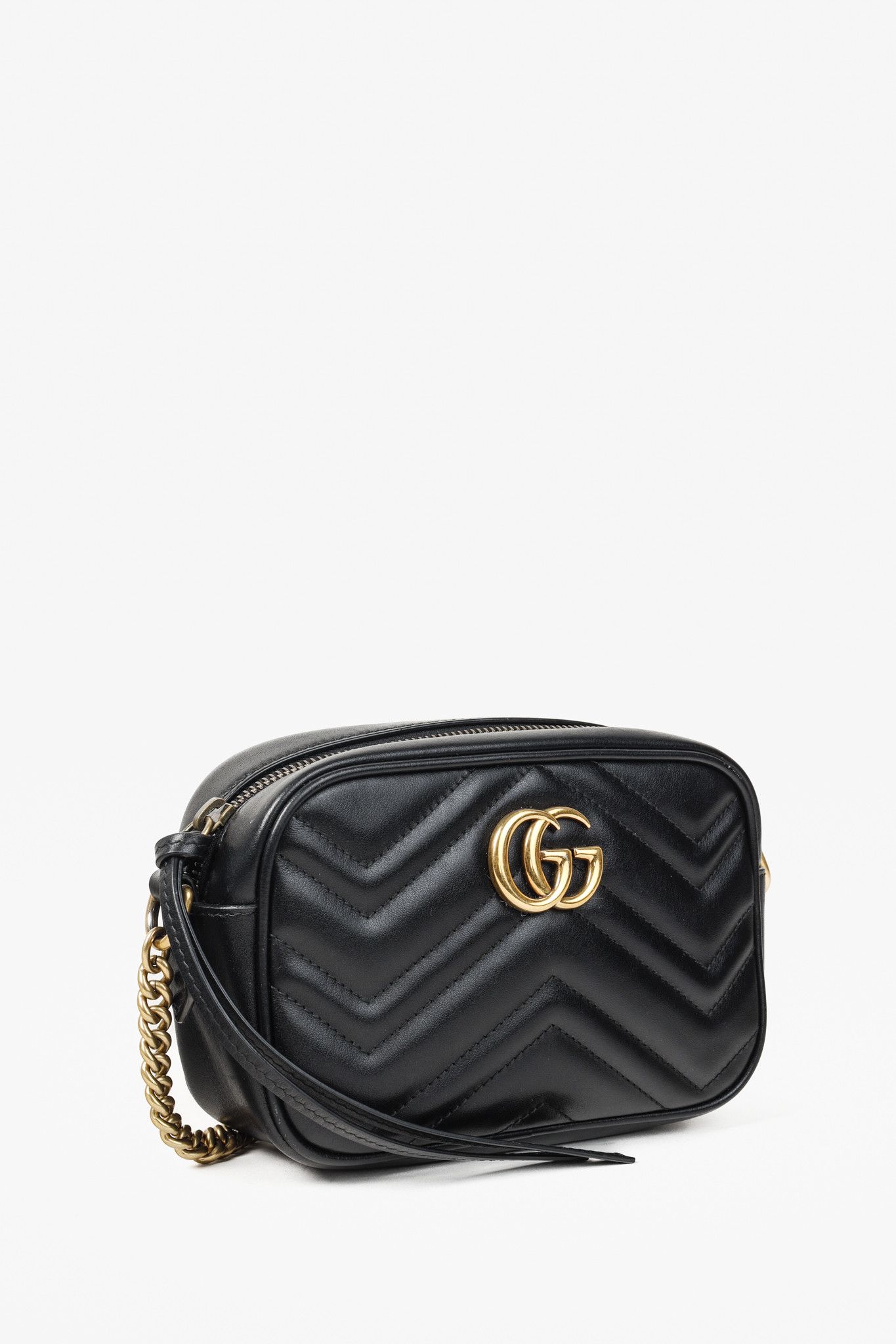 Gucci Gucci GG Marmont Mini Shoulder Leather Bag Black Gold Tone Size ONE SIZE - 2 Thumbnail