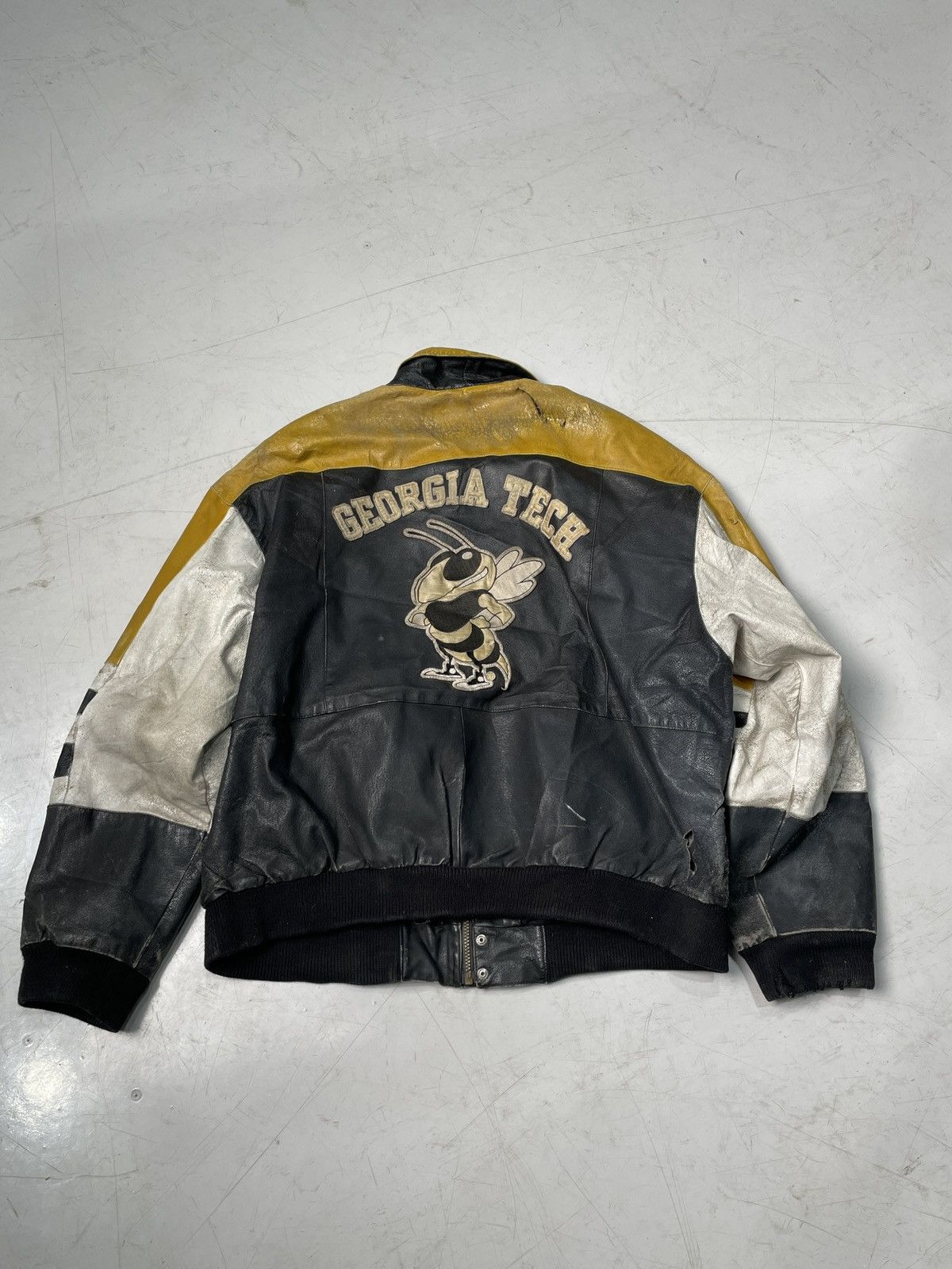 NFL 90s Georgia Tech Varsity Leather Jacket Size US L / EU 52-54 / 3 - 5 Thumbnail