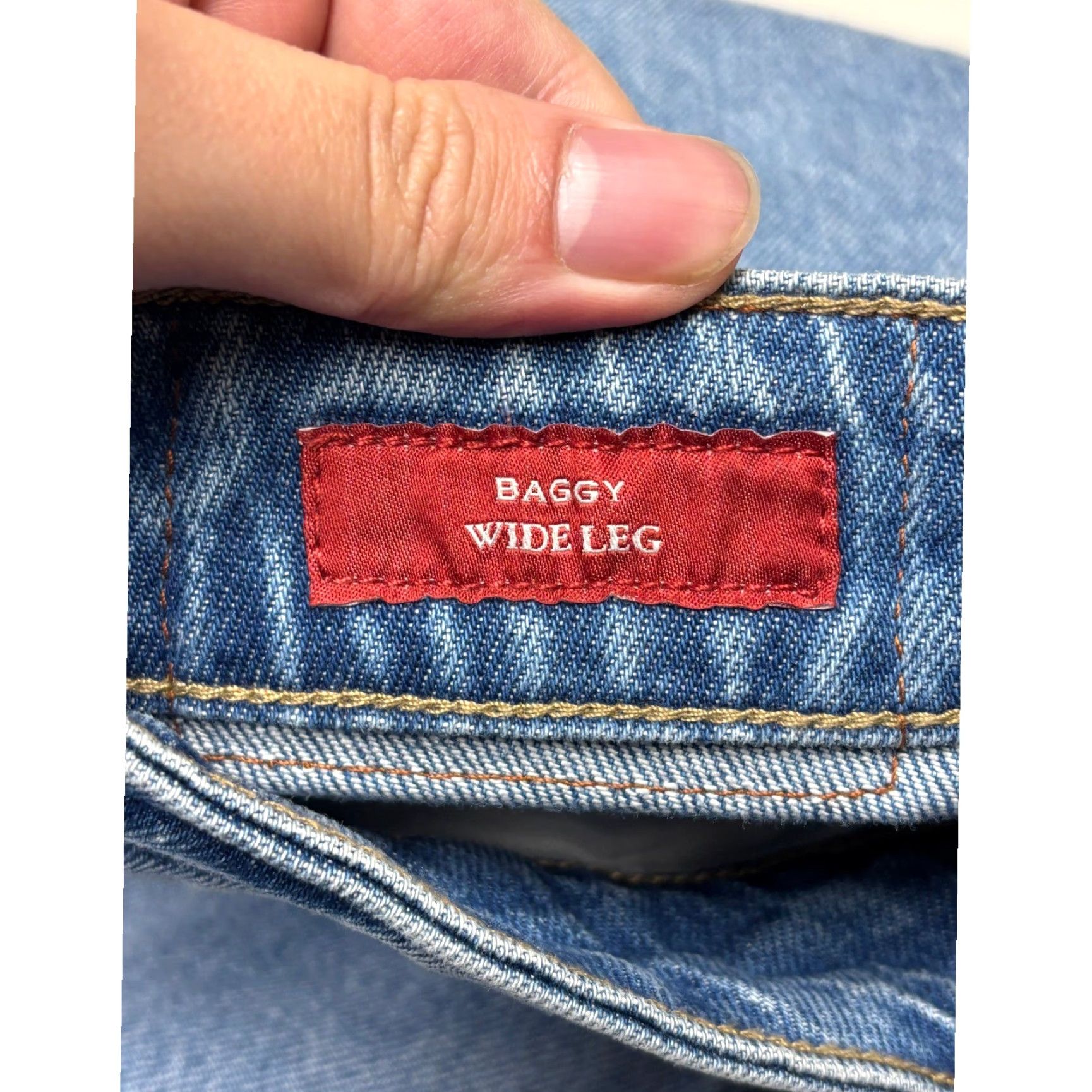Lucky Brand NWT Lucky Brand Lucky Legend Baggy Wide-Leg Jeans Blue 29 32W 31Inseam Embroidered Bow 5-Pocket Denim Jeans Womens behouden Size 29" - 6 Thumbnail