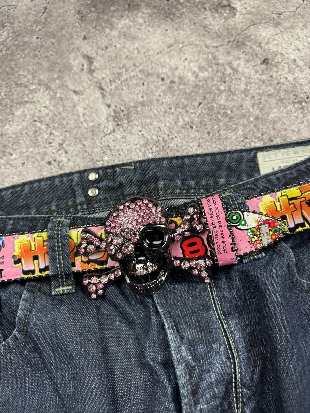 Japanese Brand 00’s NUMBER NINE STYLE GRAFFITI SKULL RARE Y2K BELT VINTAGE Size ONE SIZE - 4 Thumbnail