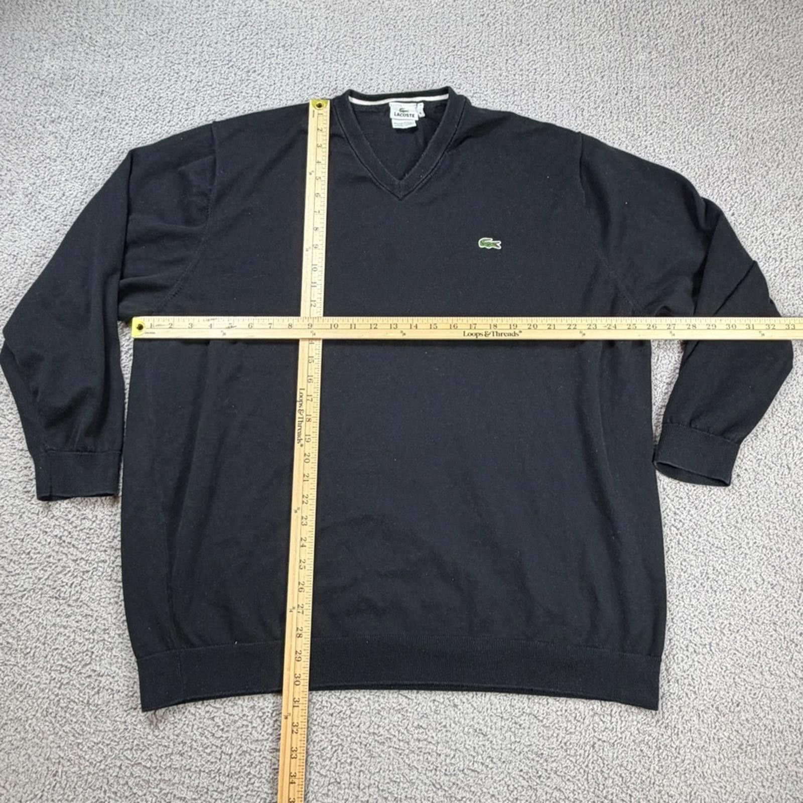 Lacoste Lacoste Black V Neck Sweater Mens 10L 3XL Cotton Classic Size US XXL / EU 58 / 5 - 3 Thumbnail
