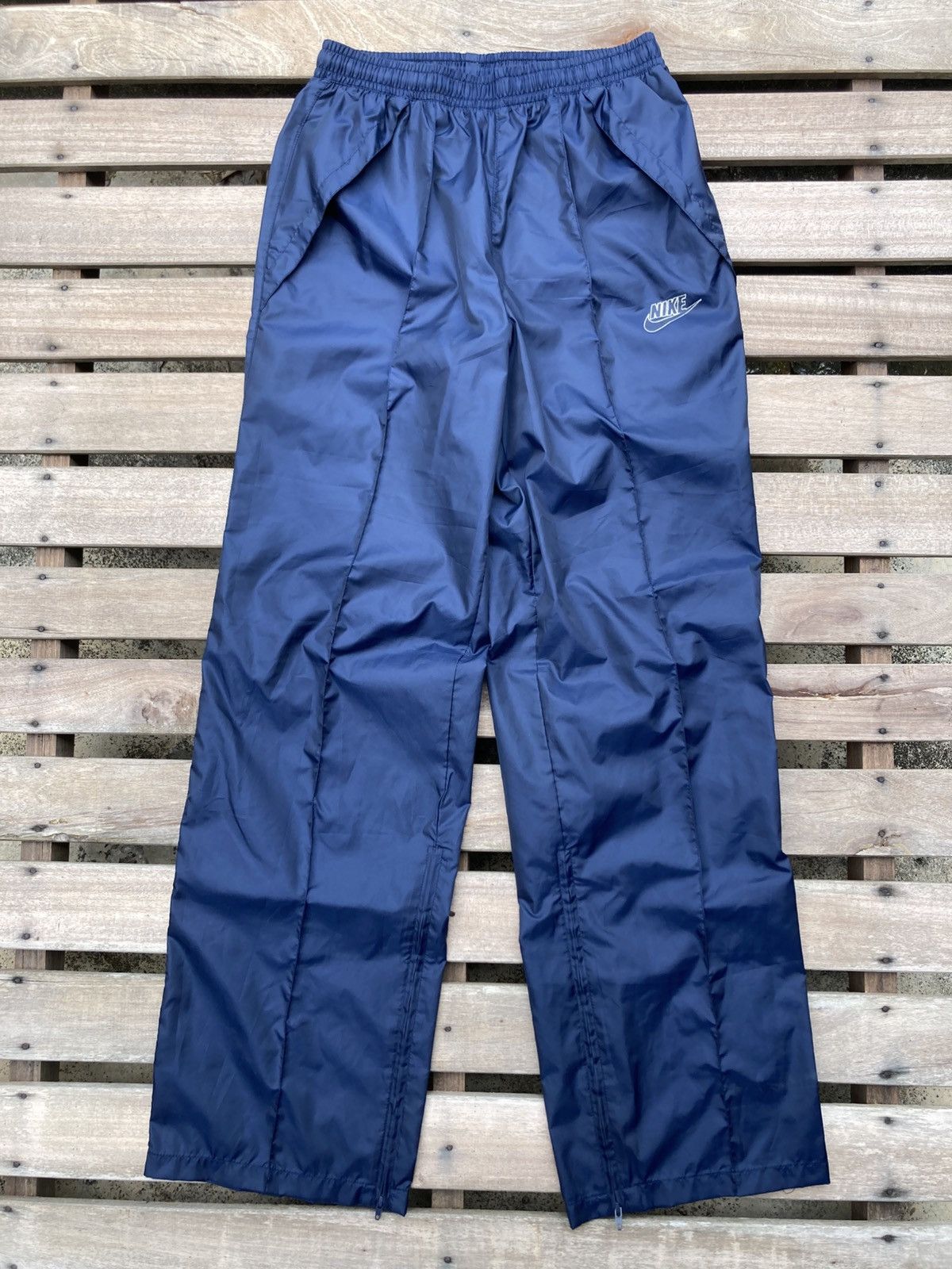 Nike × Vintage Vintage 90s Nike Nylon Dark Blue Track Pants Size US 32 / EU 48 - 13 Thumbnail