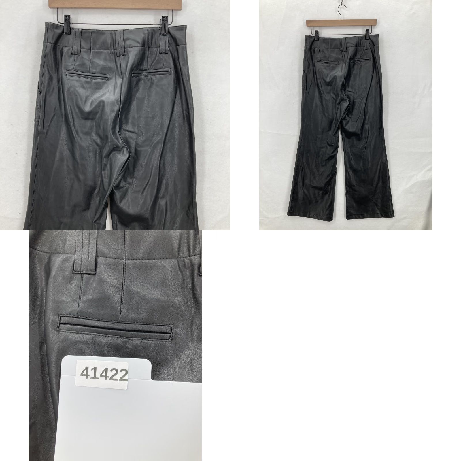 Vintage Maeve Anthropologie Pants Womens 6 Black Faux Leather High Rise Wide Leg Moto Size 28" / US 6 / IT 42 - 9 Thumbnail