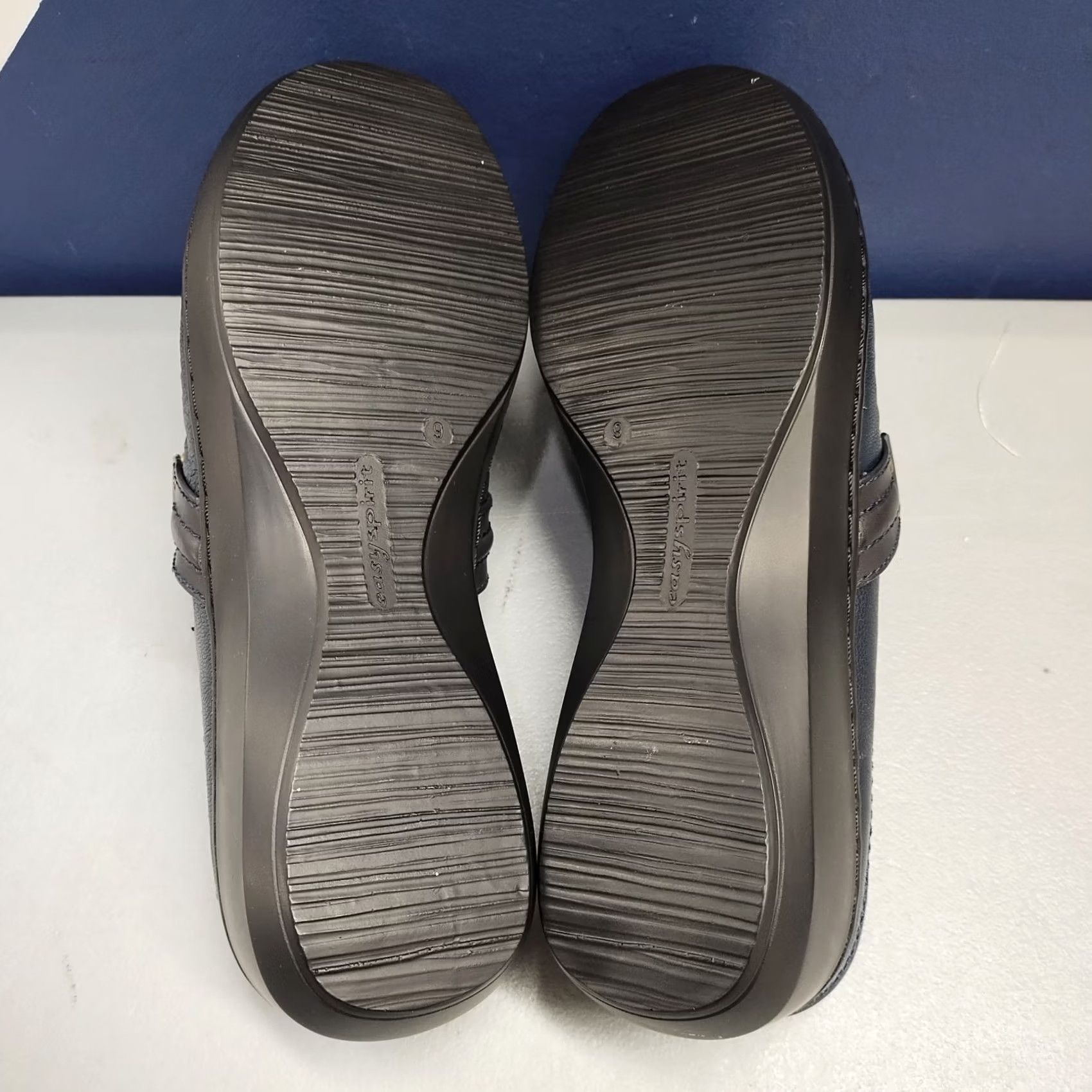 Vintage Easy Spirit Davet Wedge Clogs Womens Size 9M Blue Leather Slip On Comfortable Shoes Size US 9 / IT 39 - 7 Thumbnail
