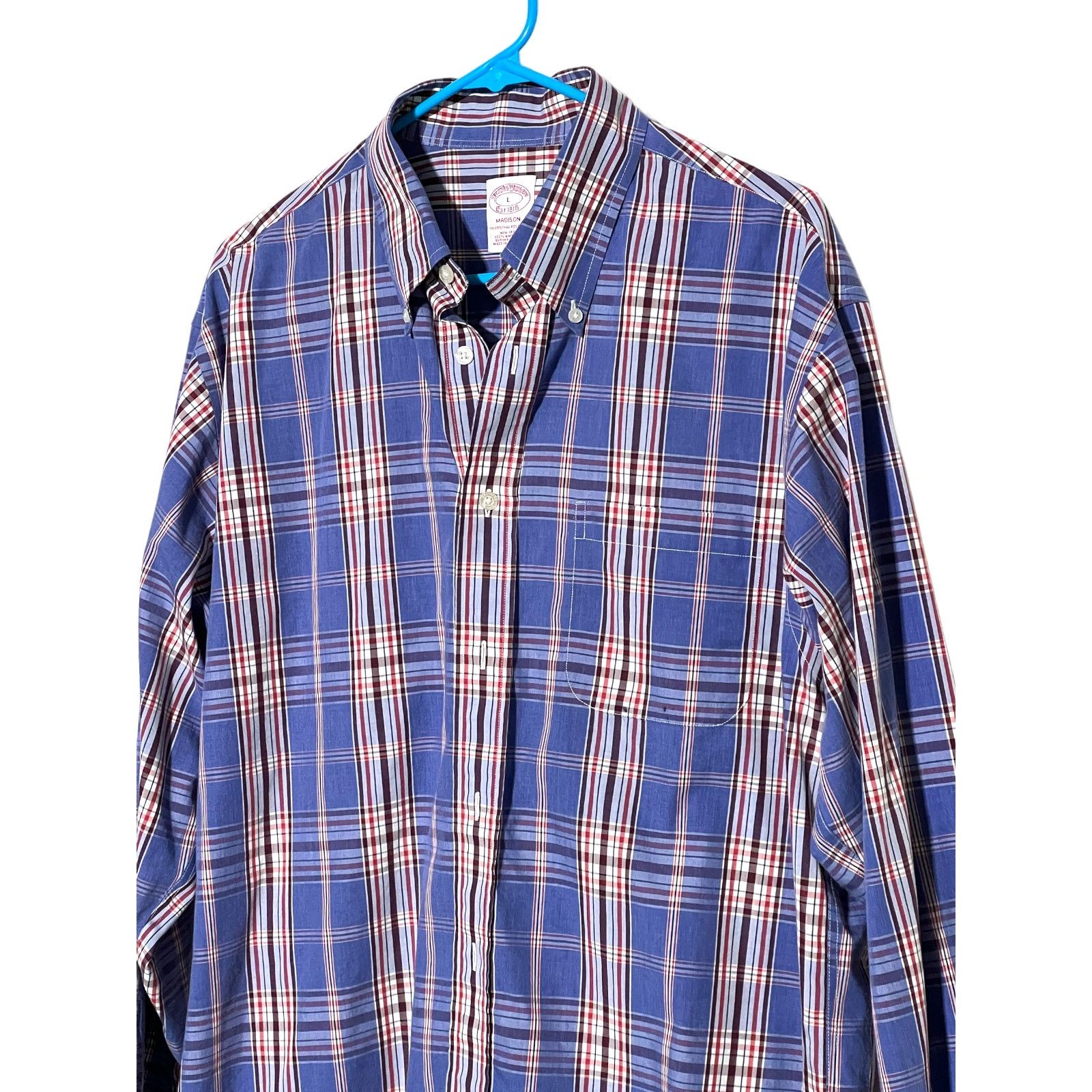 Brooks Brothers Brooks Brothers Madison Blue Red Plaid Cotton Shirt Size L Size US L / EU 52-54 / 3 - 6 Thumbnail