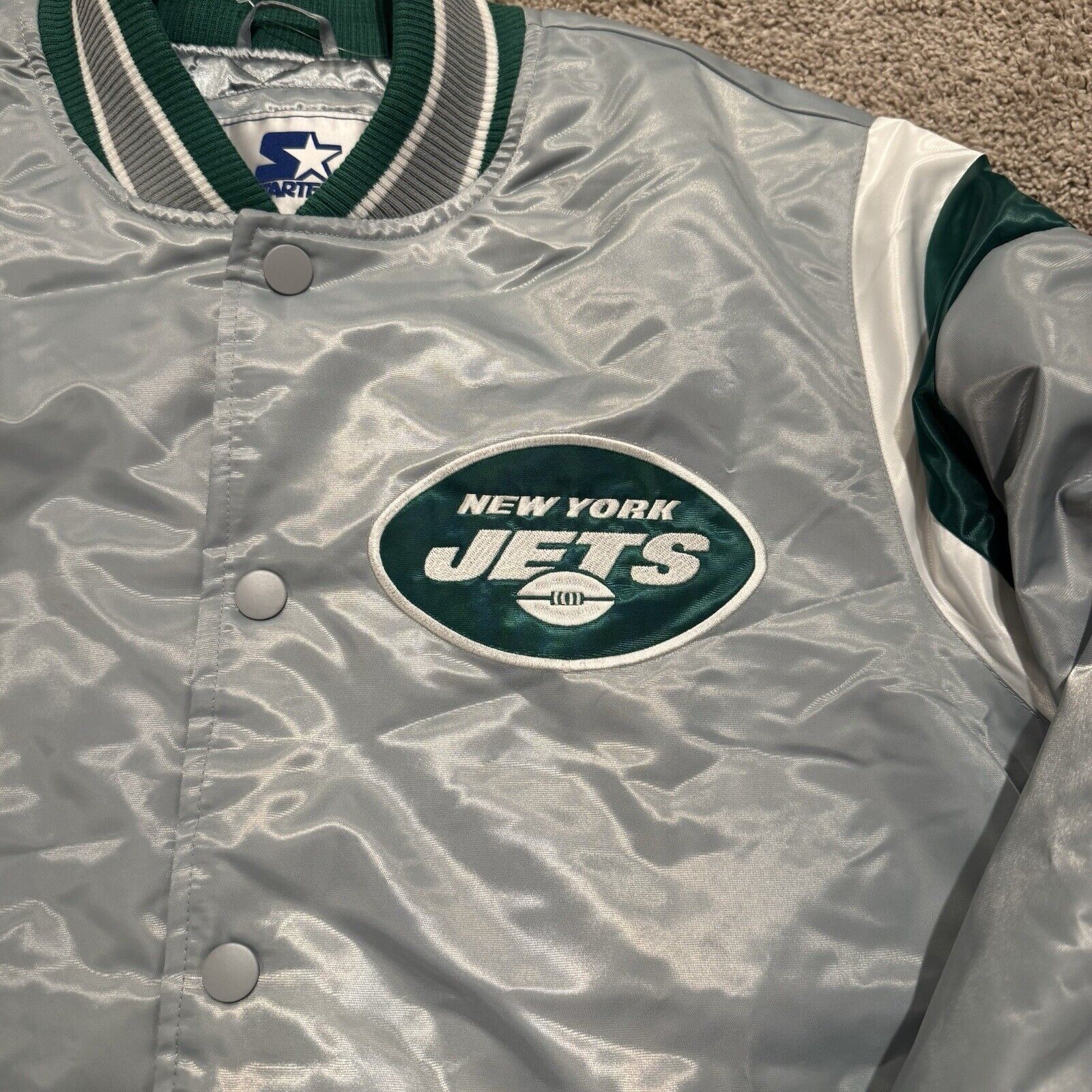 Starter New York Jets Vintage Starter Satin Bomber Jacket Size Large Size US L / EU 52-54 / 3 - 5 Thumbnail