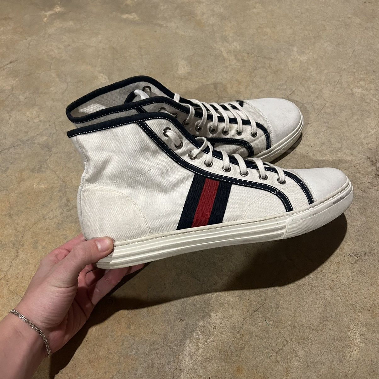 Designer × Gucci Gucci Canvas Signature Web High Top Shoes US 9 Size US 9 / EU 42 - 7 Thumbnail