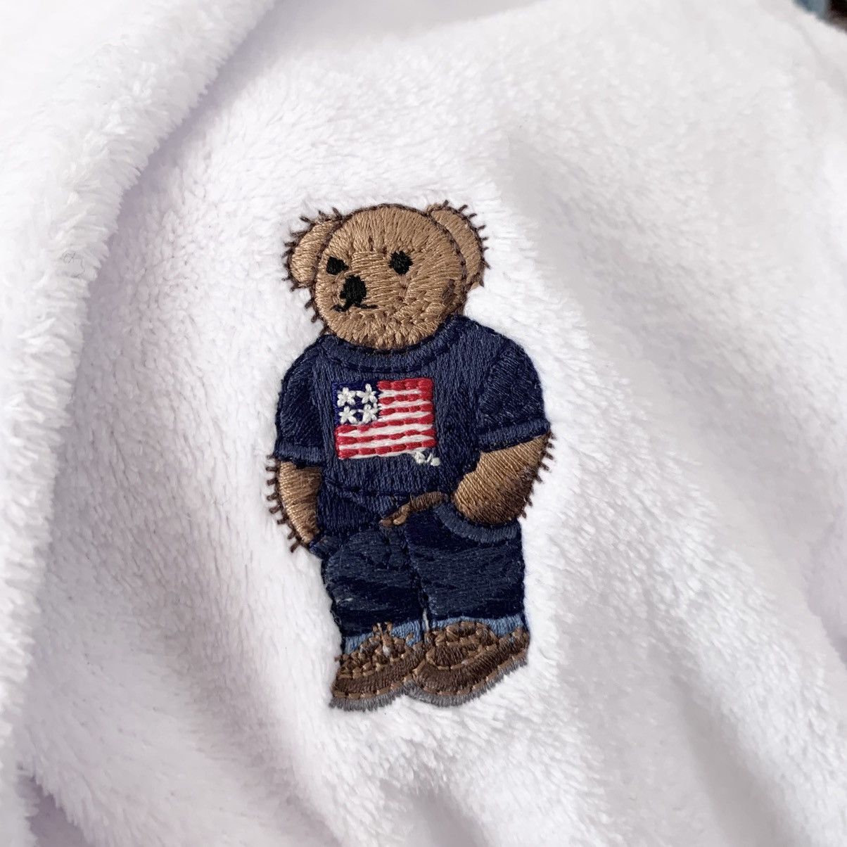 Ralph Lauren polo bear embroidered plush white robe