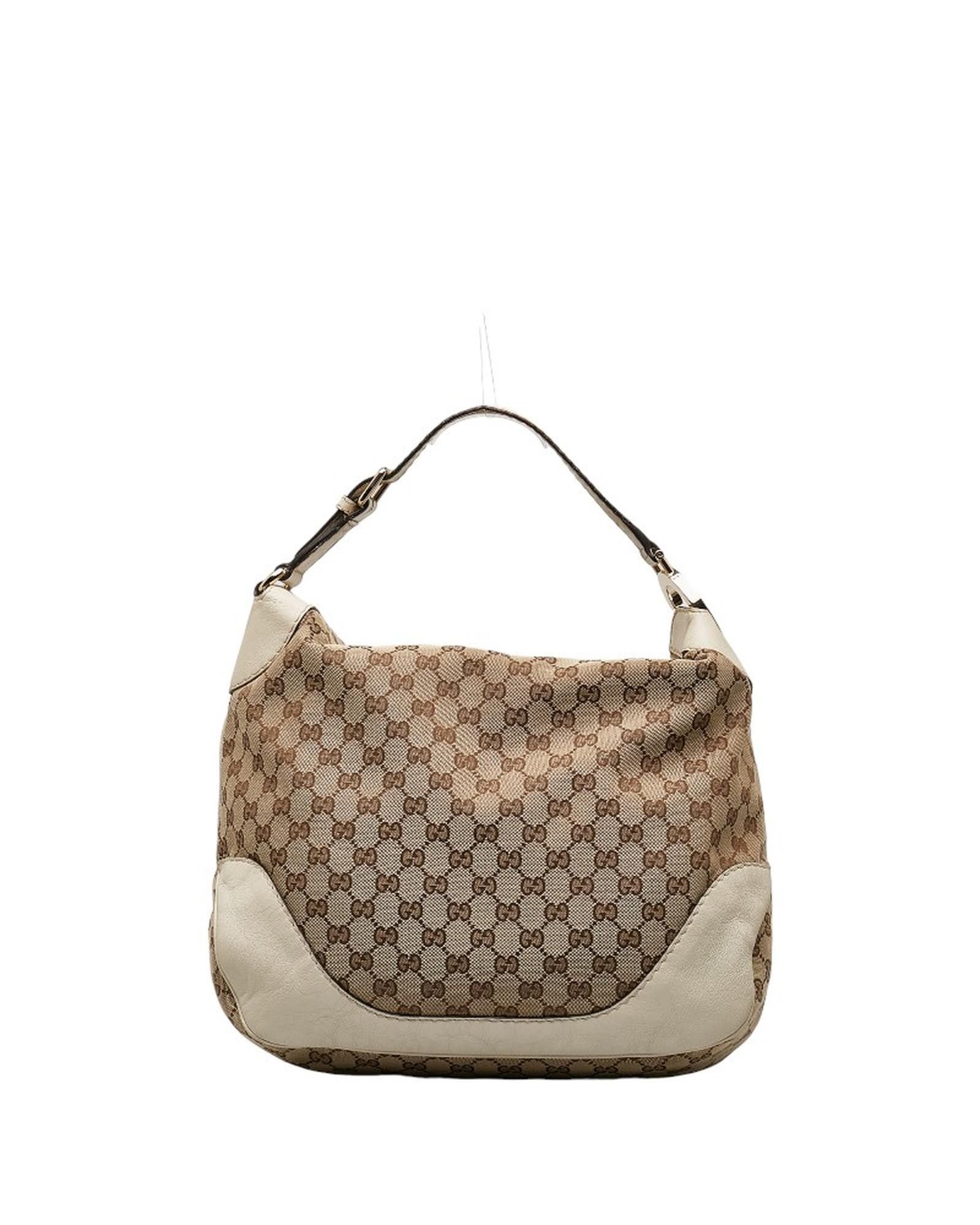 image of Gucci Beige GG Canvas Shoulder Bag In Ab Condition, Women's