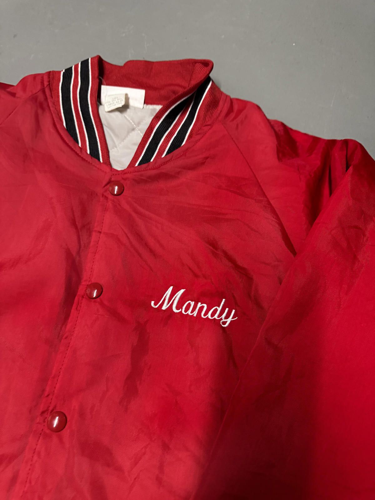 Designer Vintage Red Bomber Jacket with Black Stripes Size L / US 10 / IT 46 - 3 Thumbnail