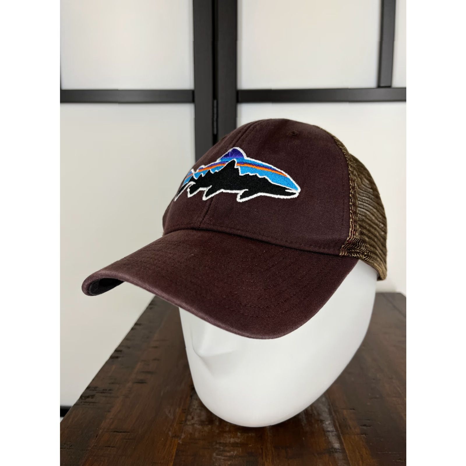 Patagonia Patagonia Hat Cap Snap Back Adult One Size Brown Fitz Roy Embroidered Trout Trucker Hat Mens Size ONE SIZE - 4 Thumbnail
