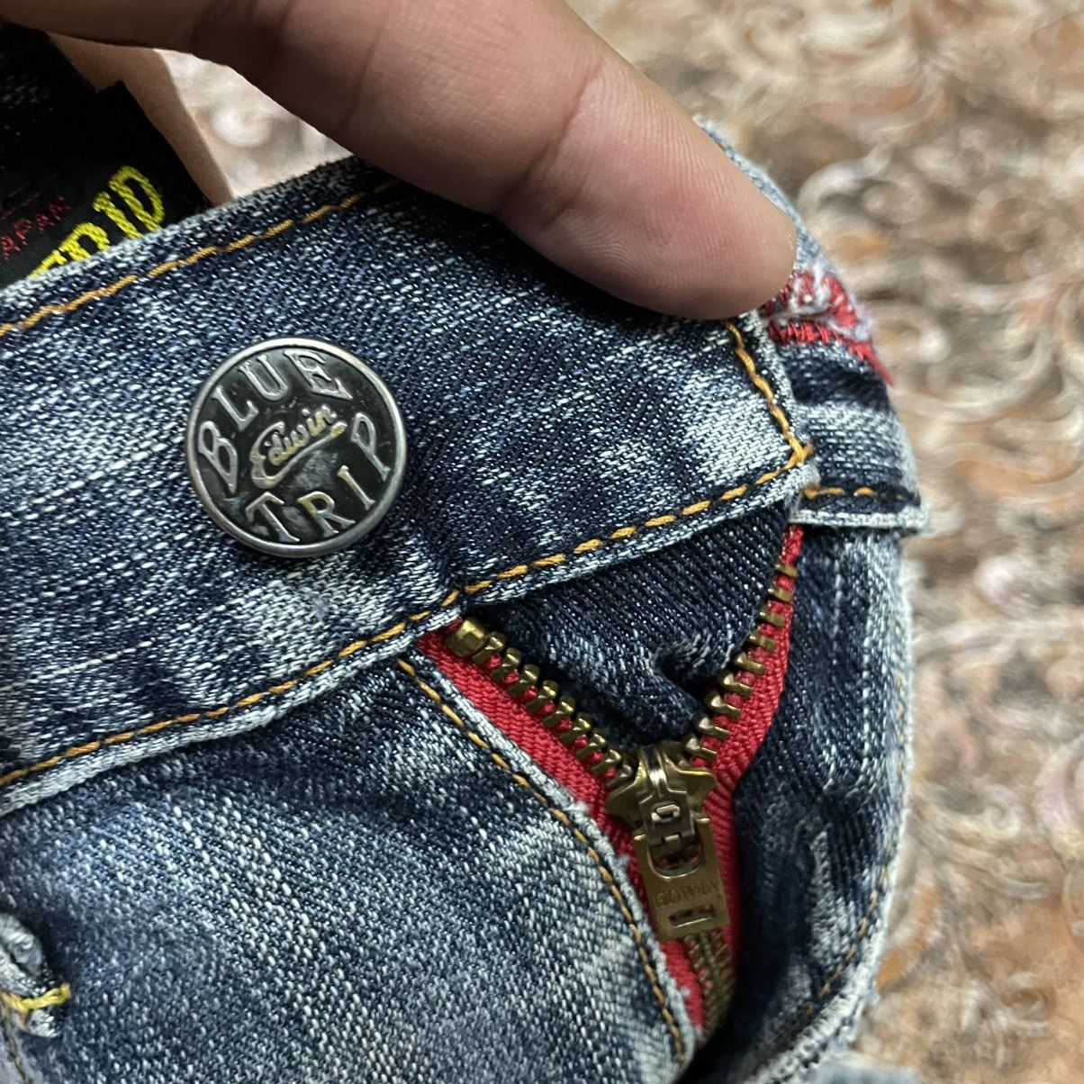 Edwin 🔥Vintage Edwin Blue Trip Washed Ripped Distress Denim Jeans Size US 30 / EU 46 - 14 Thumbnail