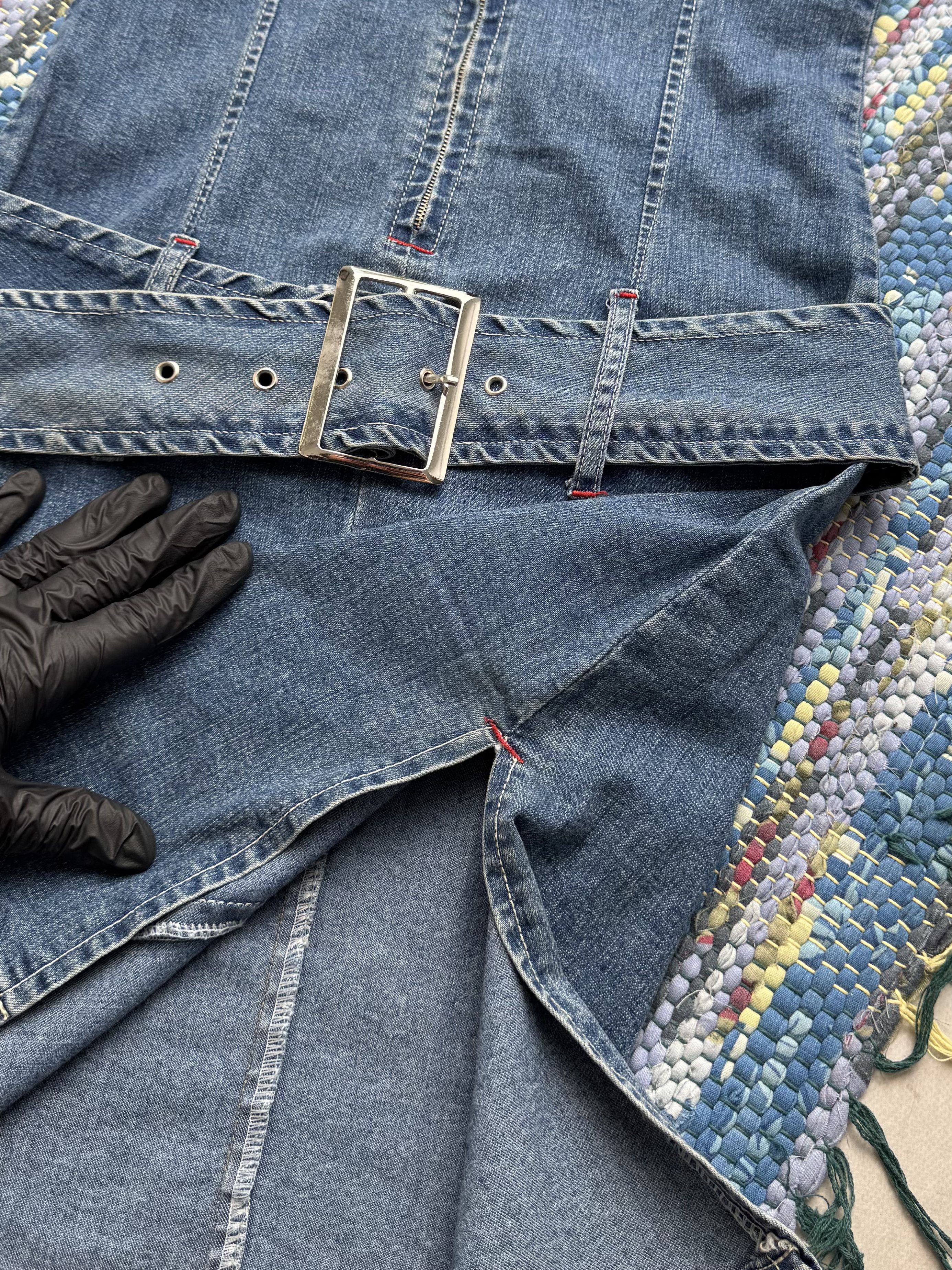 Vintage Vintage Denim Dress With Belt A8(V1)D15 Size XS / US 0-2 / IT 36-38 - 5 Thumbnail