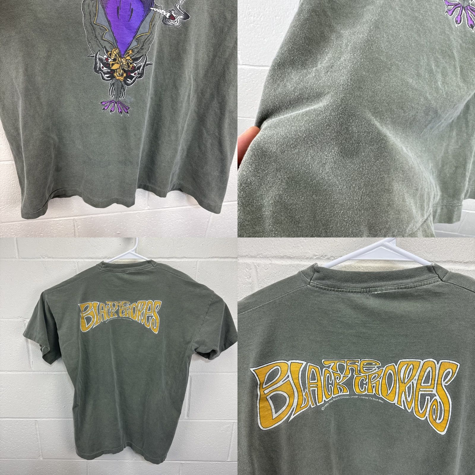 Fruit Of The Loom VINTAGE The Black Crowes T-Shirt XL Green Unisex Adults Shirt 90s Band Rock Logo Graphic Print Short Sleeve Crew Neck Cotton Knit Size US XL / EU 56 / 4 - 8 Thumbnail