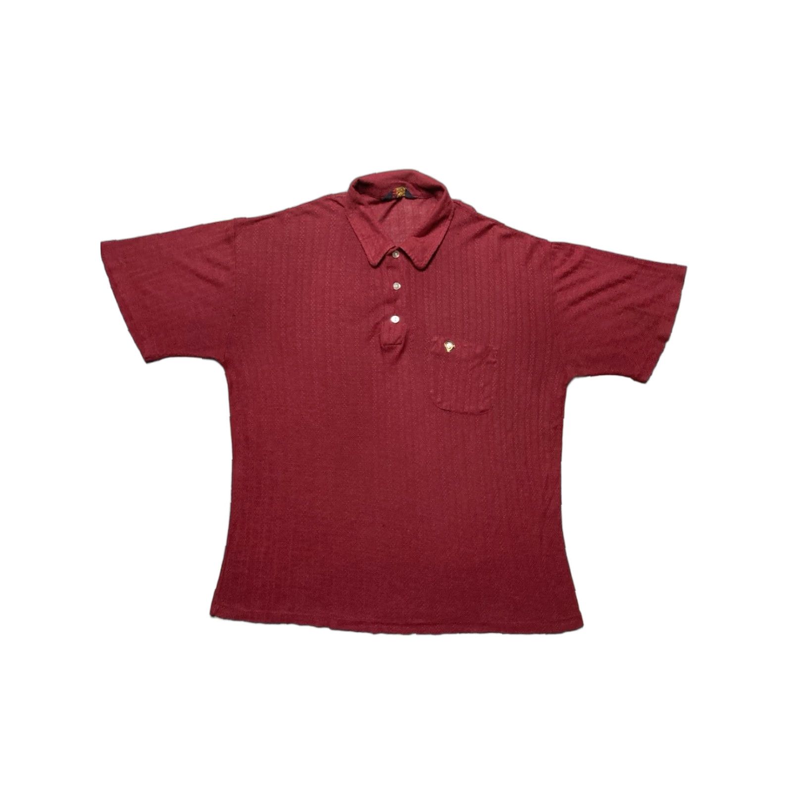 Vintage VINTAGE 1960s waffle knit polo shirt short sleeve maroon red acrylic large Polo Mens L Size US L / EU 52-54 / 3 - 1 Thumbnail