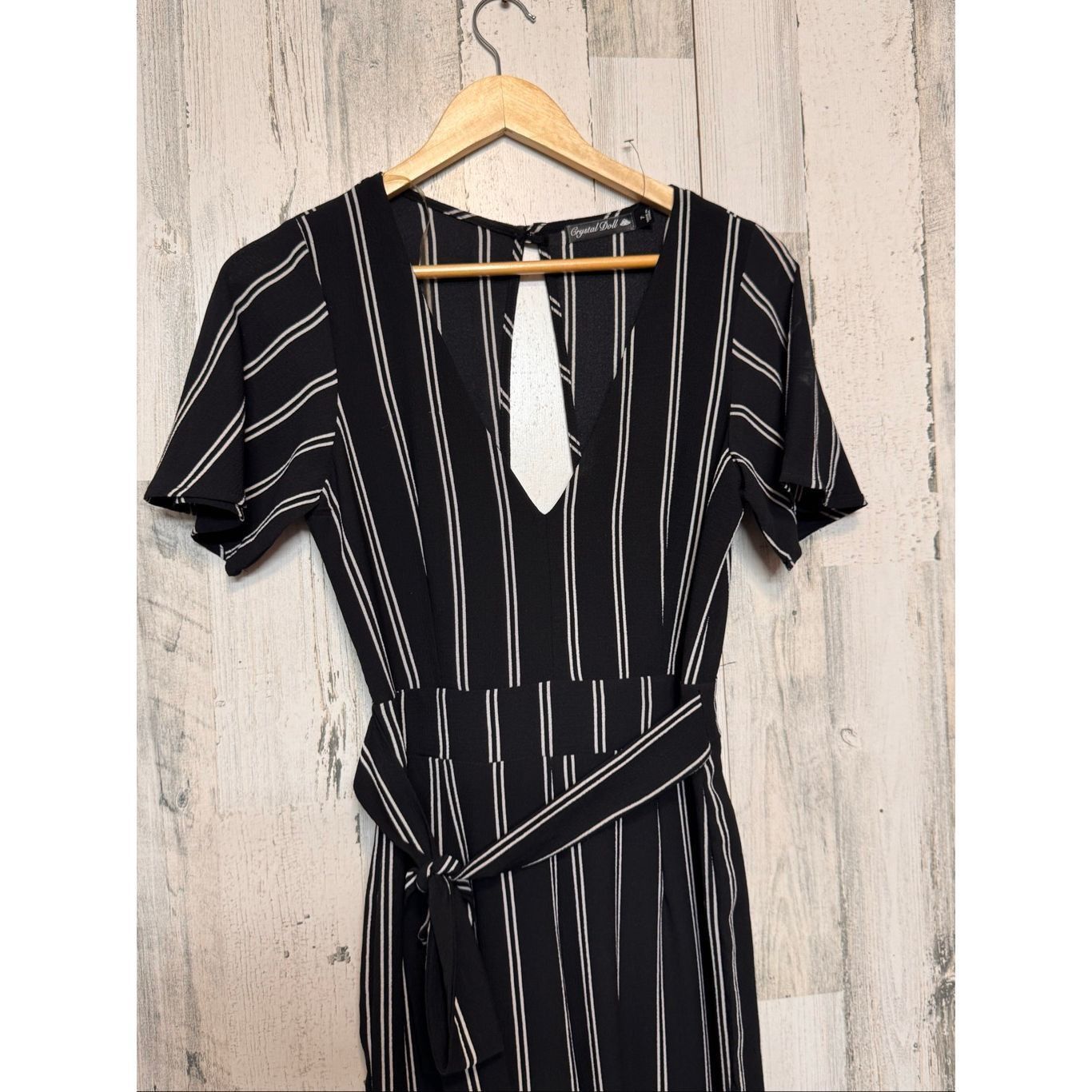 Other Crystal Doll Black White Striped Jumpsuit Size 7 – Belted Wi Size 28" / US 6 / IT 42 - 7 Thumbnail