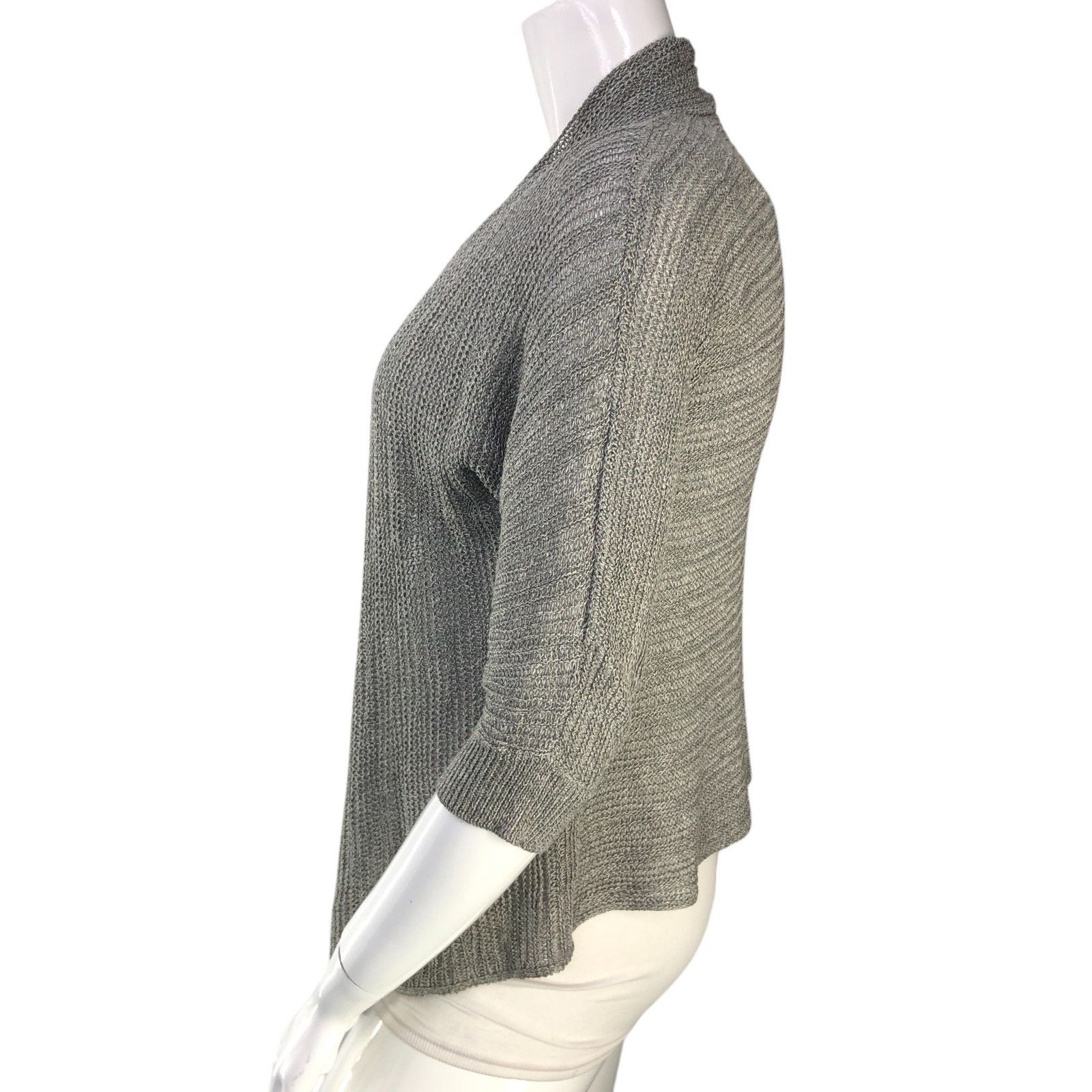 Eileen Fisher Eileen Fisher Size L Cardigan Open Front Linen Silk Gray Size L / US 10 / IT 46 - 5 Thumbnail