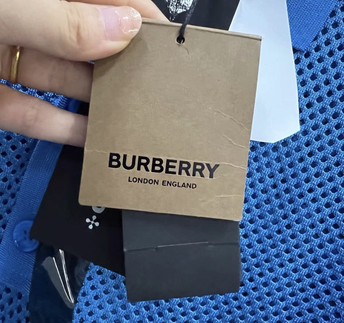 Burberry Burberry Blue Mesh Short-Sleeve Polo Shirt J41 Size US M / EU 48-50 / 2 - 5 Thumbnail