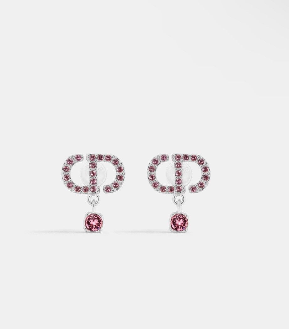 Dior Dior PETIT CD STUD EARRING Palladium-Finish Pink Crystals Size ONE SIZE - 2 Thumbnail
