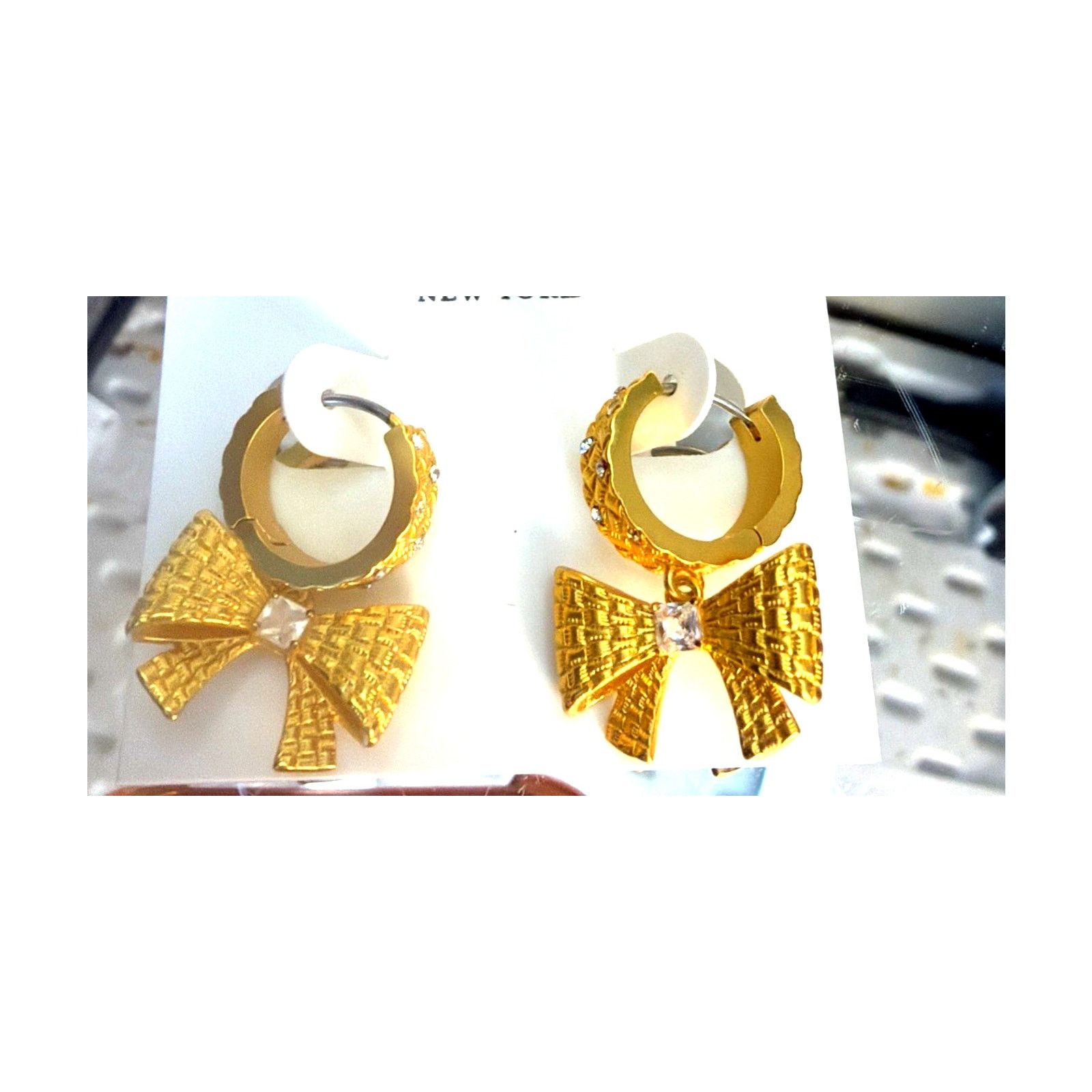 Kate Spade Kate Spade Bow Set Bracelet Huggie Earrings Gold Rhinestone Size ONE SIZE - 7 Thumbnail