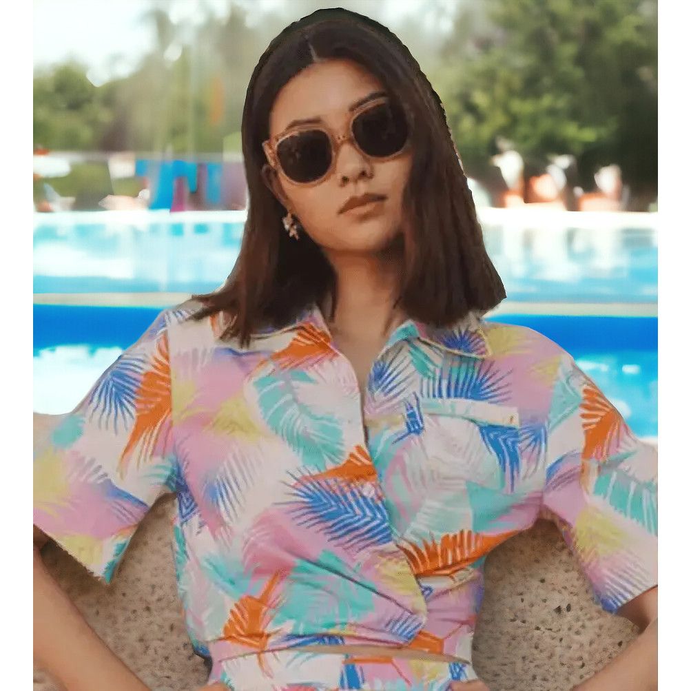 image of Nwt- Le Superbe Extra Camp In Dessert Palm Brights Shirt Sz4, Women's (Size Small)
