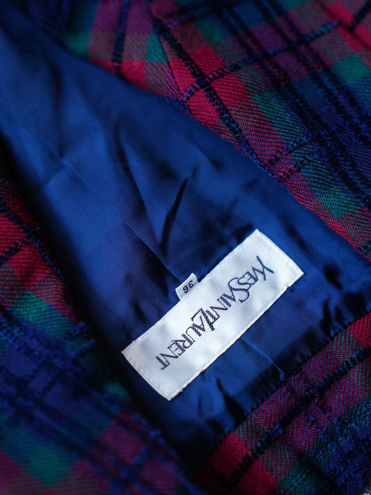 Yves Saint Laurent YSL Vintage Wool Velvet Check Oversize Blazer FR36 Size XS / US 0-2 / IT 36-38 - 6 Thumbnail