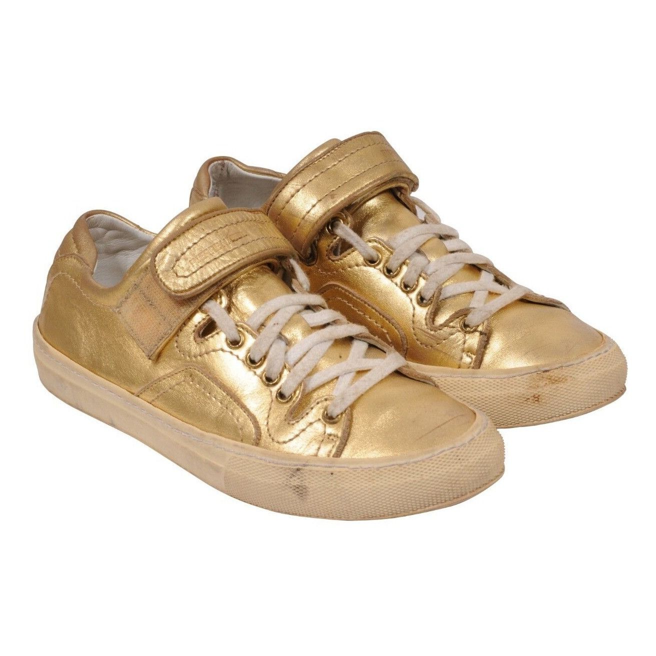 Pierre Hardy Low Top Strap Sneakers Gold Leather Size US 8 / IT 38 - 2 Thumbnail