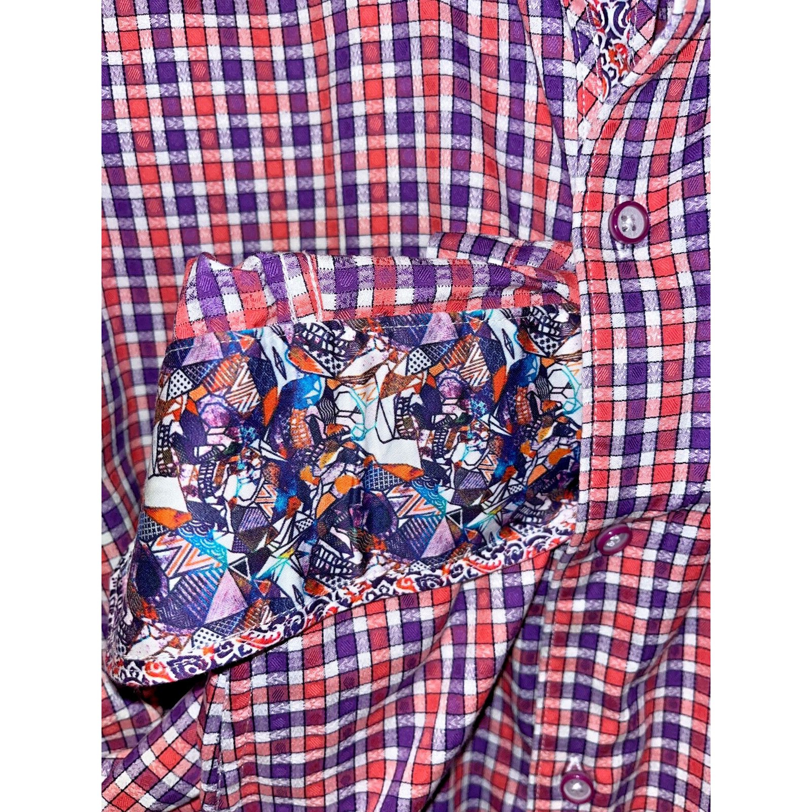 Robert Graham Robert Graham Textured Geometric Flip Cuff Shirt Mens 2XL Size US XXL / EU 58 / 5 - 5 Thumbnail