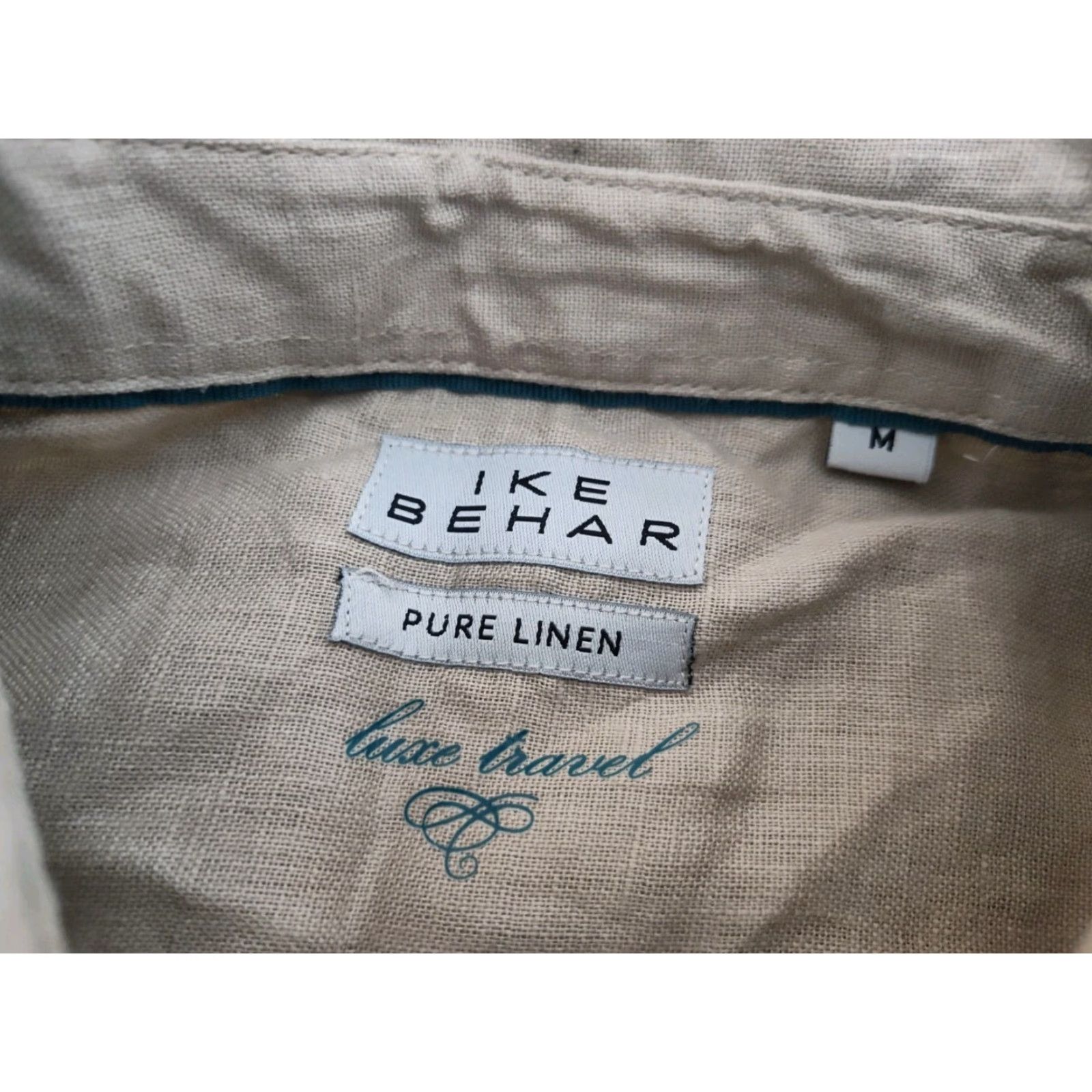 Ike Behar VINTAGE Ike Behar Men’s Linen Shirt Camp Short Sleeve Casual Sz M Beige Size US M / EU 48-50 / 2 - 6 Thumbnail