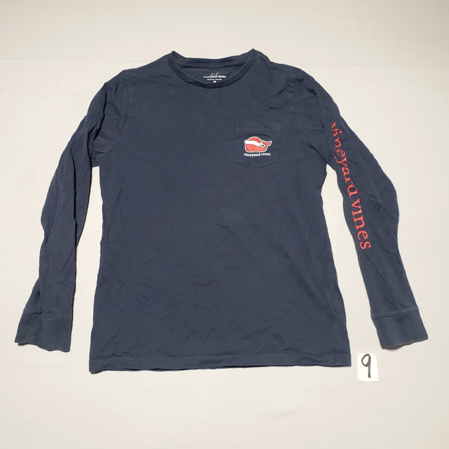 Vineyard Vines Vineyard Vines Shirt Mens Adult M Medium Blue Naughty or Nice Whale Pocket Crew Neck Long Sleeve T-Shirt Size US M / EU 48-50 / 2 - 2 Thumbnail