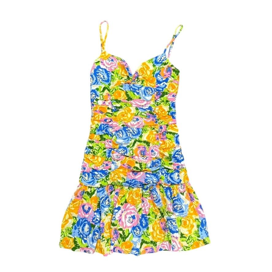 Zara Zara Ruched and Draped Floral Mini Dress in Multi, Size M | Grailed