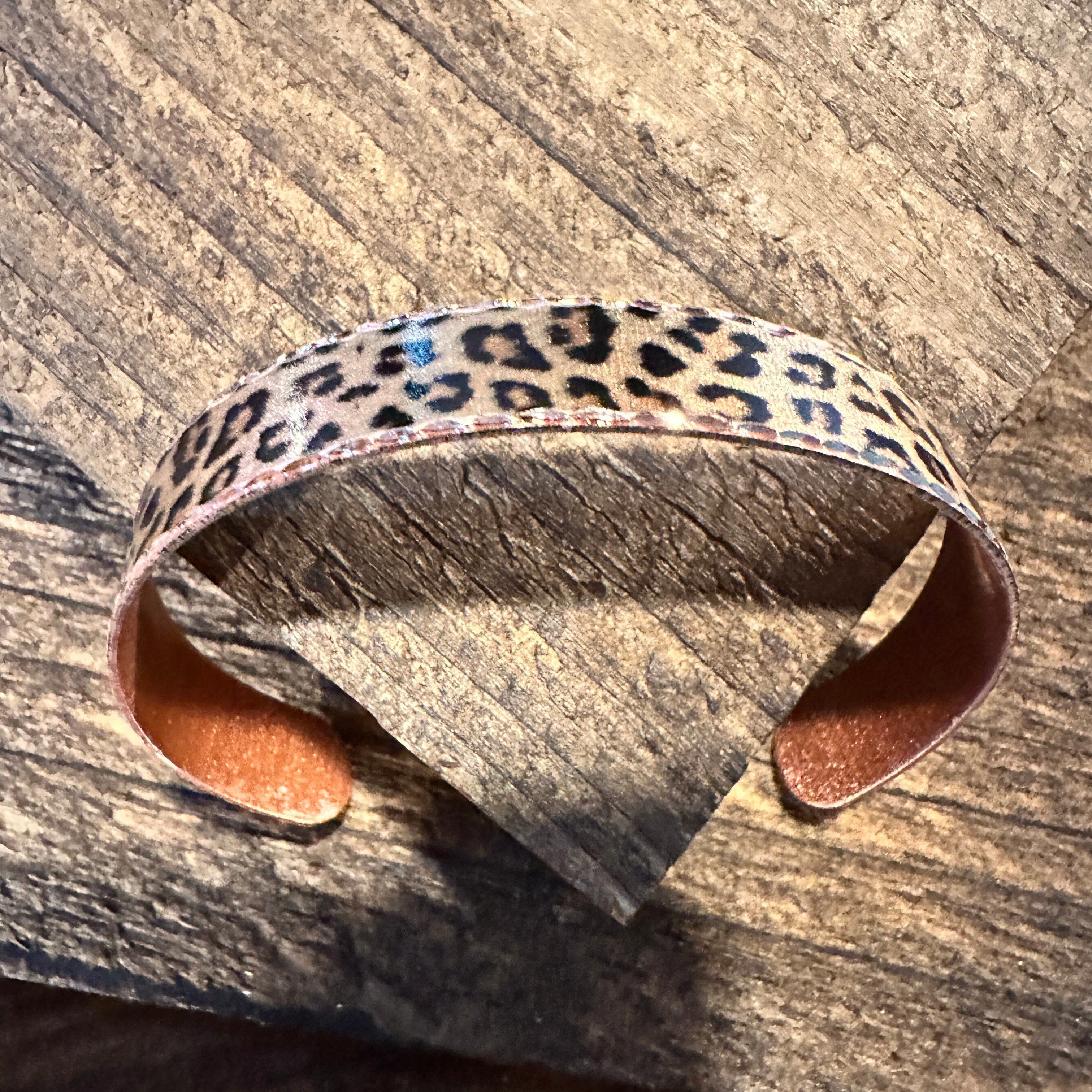 Other Handmade Boho Copper Narrow Cuff Bracelet, Diamond Cut Leopa Size ONE SIZE - 7 Thumbnail