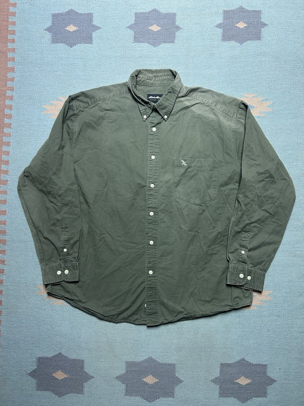Eddie Bauer Eddie Bauer button shirt olive drab army green cotton XL Size US XL / EU 56 / 4 - 1 Thumbnail