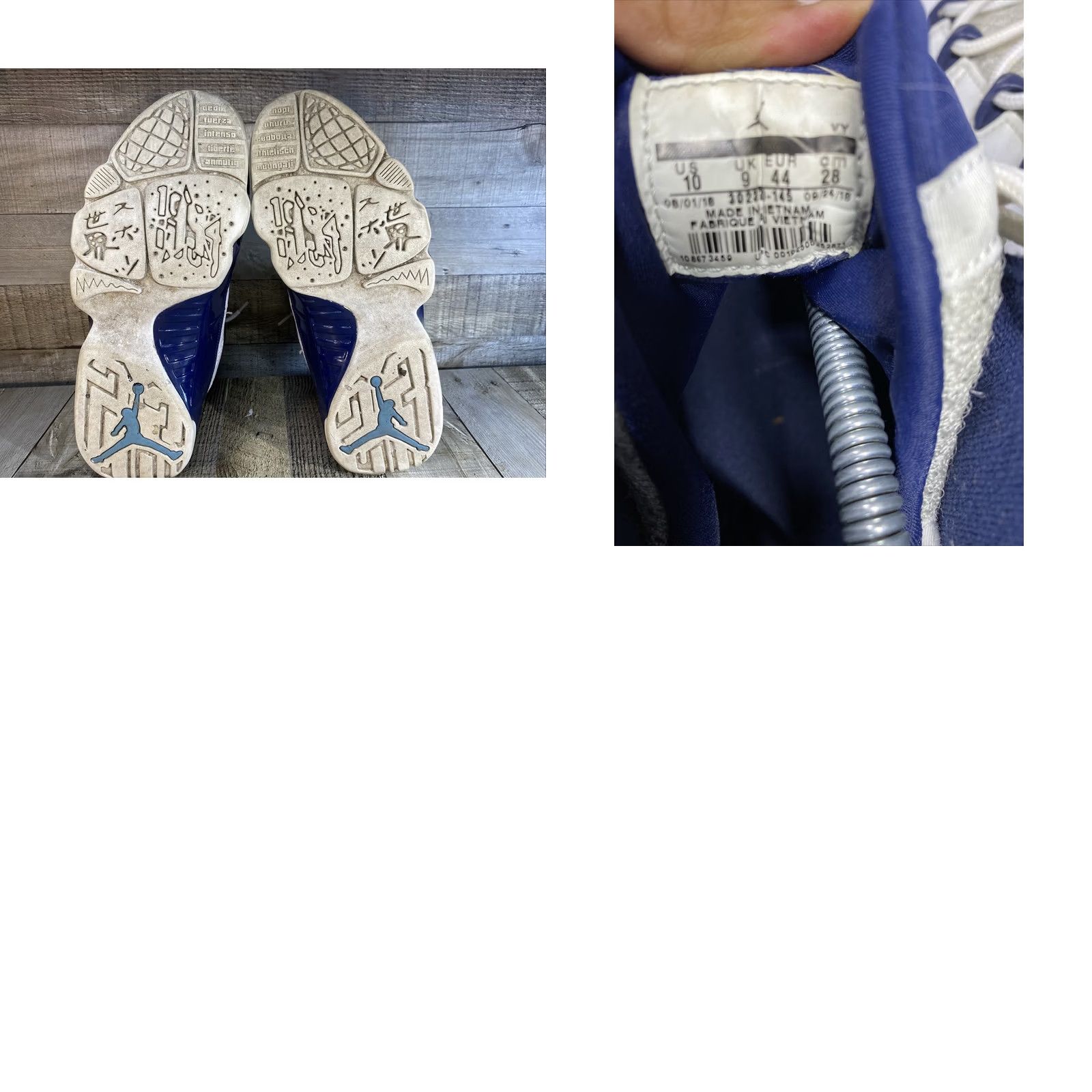 Jordan Brand Air Jordan 9 Retro UNC Pearl Blue 302370-145 Men’s Sz 10 Nike Jordan Sneaker Navy Leather High Top Retro University 2019 Mens Shoes Size US 9 / EU 42 - 8 Thumbnail