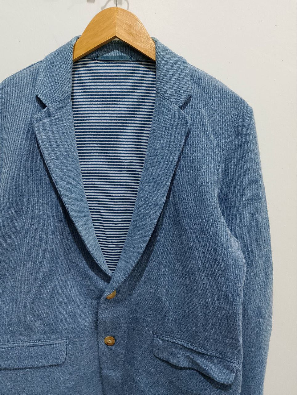 Japanese Brand GREEN LABEL RELAXING Japan Blue Stripe Casual Blazer Size 40R - 4 Thumbnail